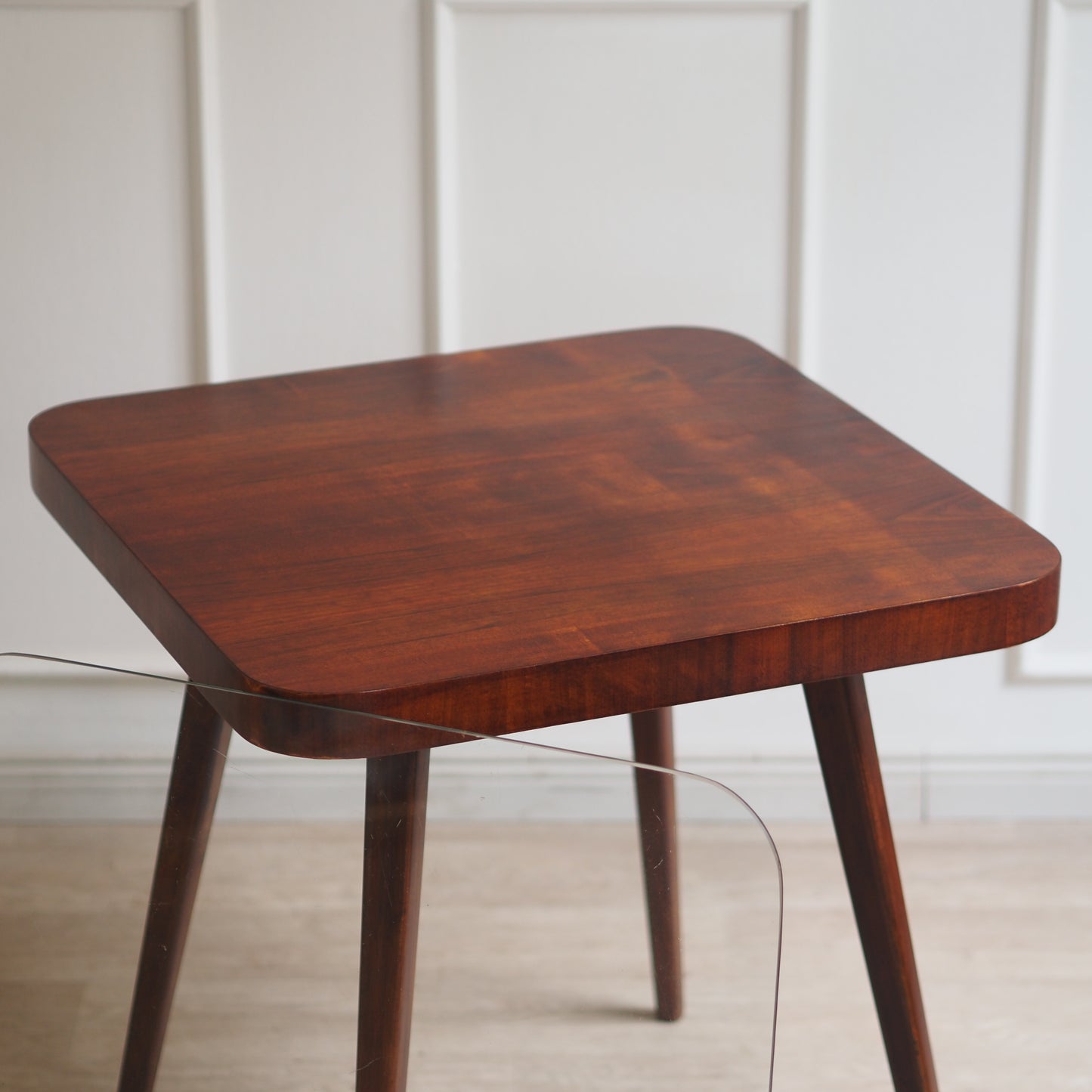 EPOCHE 1960 - Mid Century Beistelltisch mit Glasplatte