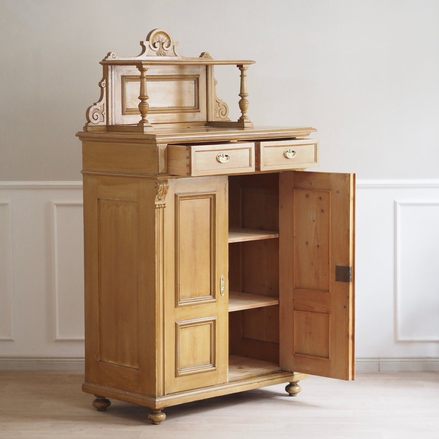 EPOCHE 1900 - Antiker Gründerzeit Schrank Vertiko mit Aufsatz