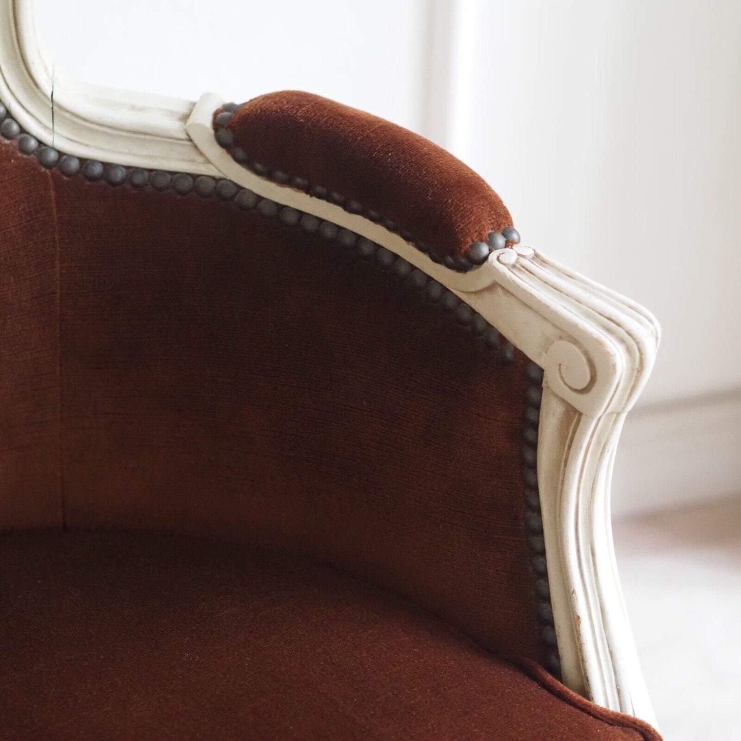 Vintage Sofa Sitzbank weiß braun Barock Rokoko Couch 2 Sitzer Louis Philippe