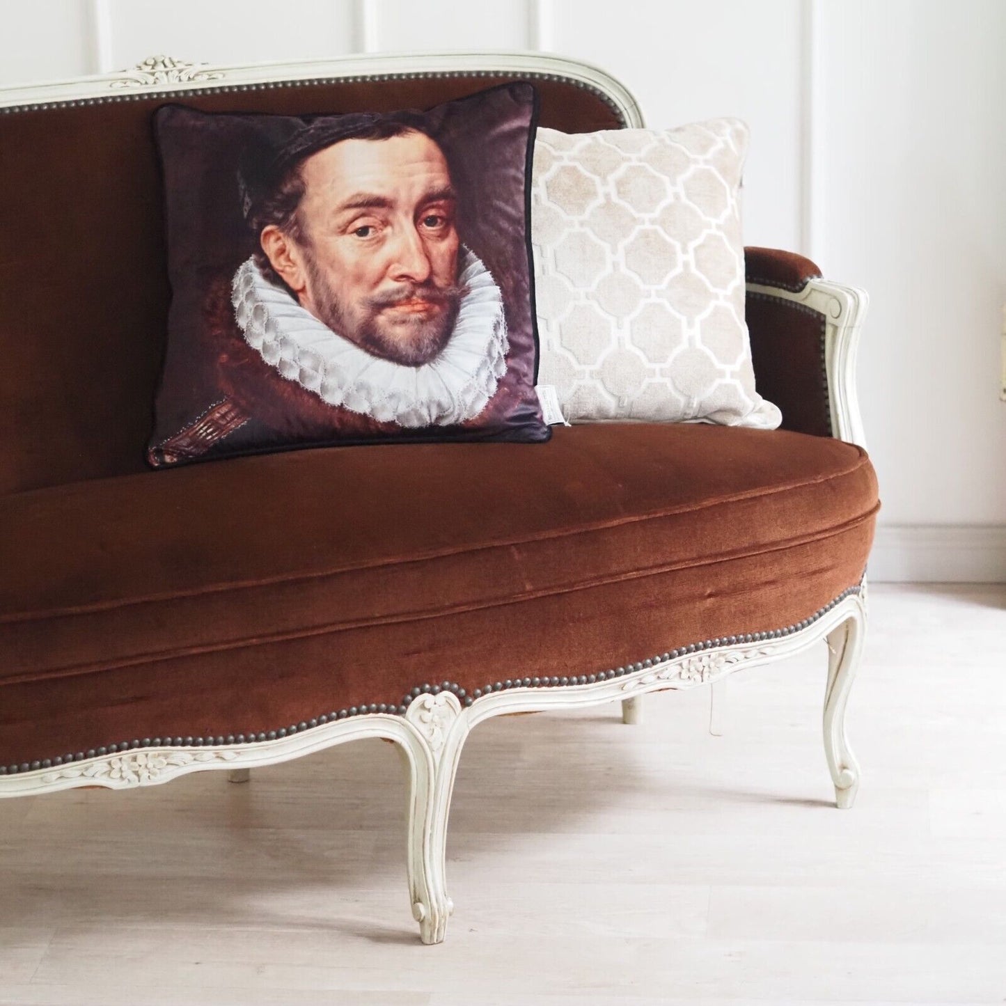 Vintage Sofa Sitzbank weiß braun Barock Rokoko Couch 2 Sitzer Louis Philippe