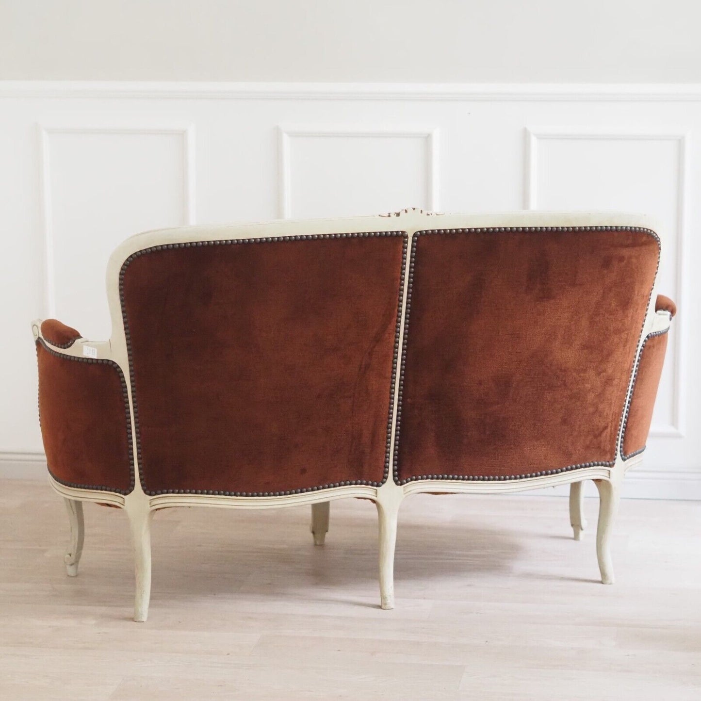 Vintage Sofa Sitzbank weiß braun Barock Rokoko Couch 2 Sitzer Louis Philippe