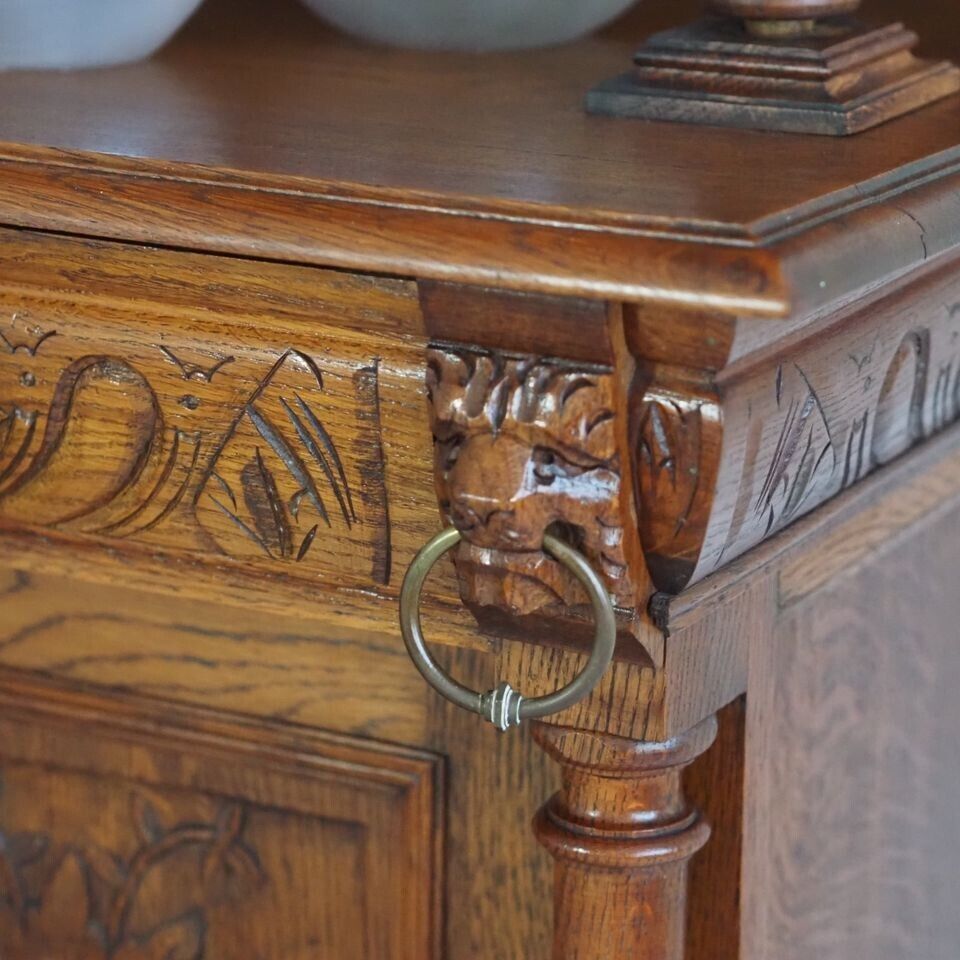 ANTIK 1890 Buffet Glas Buffetschrank Küche Holz Anrichte Buffet Kredenz Schrank