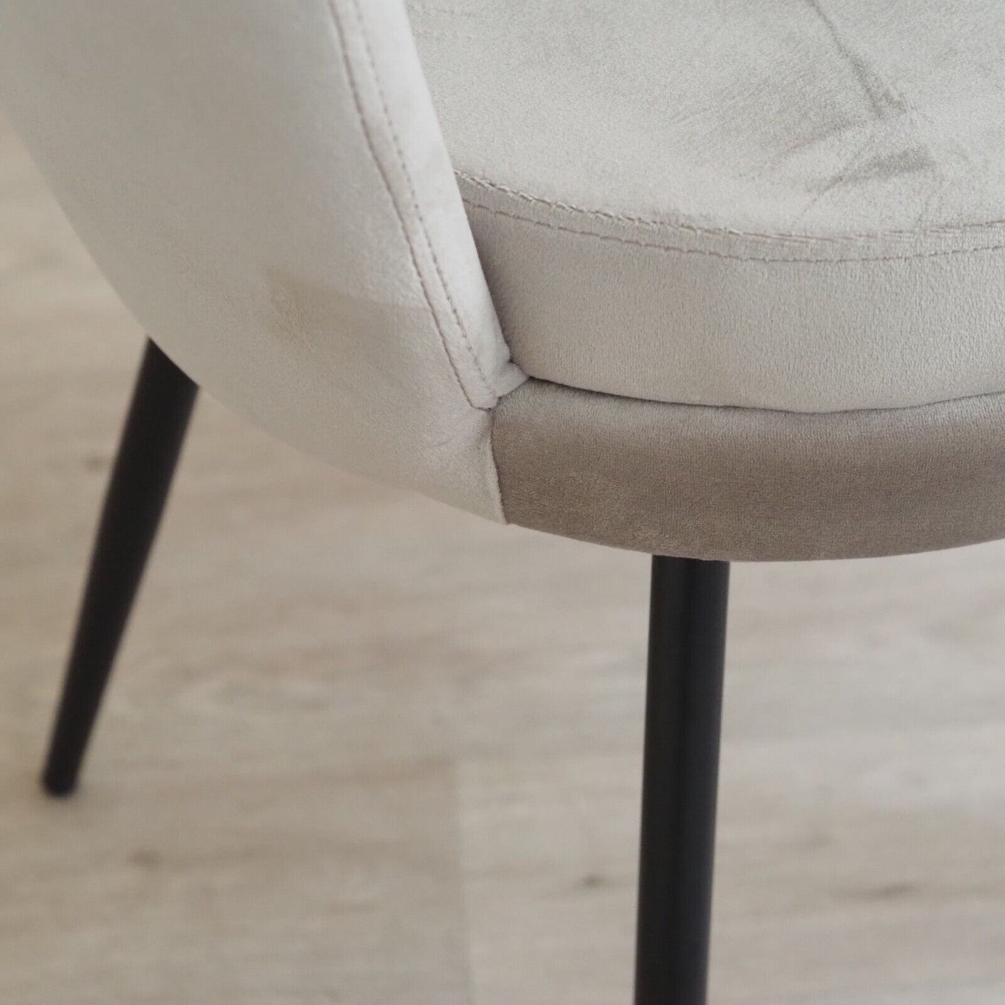 -NEU- Esszimmerstuhl Muschel Sessel grau beige Samt Schminkstuhl modern Vintage