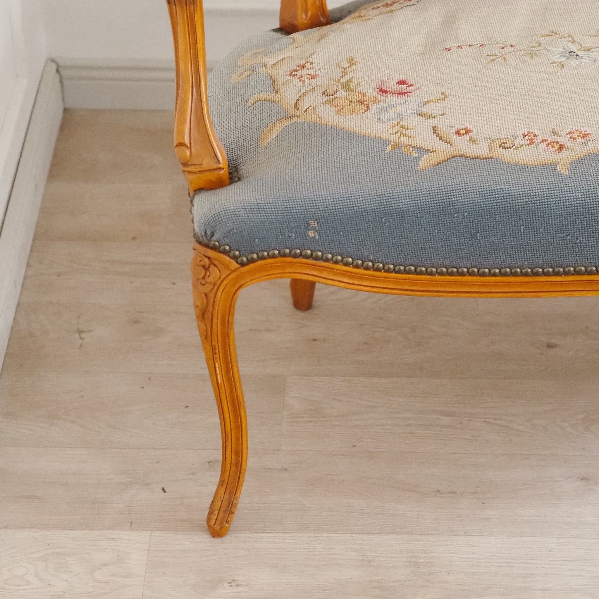 Sitzbank Louis XV Stil mit Gobelin-Bezug um 1920