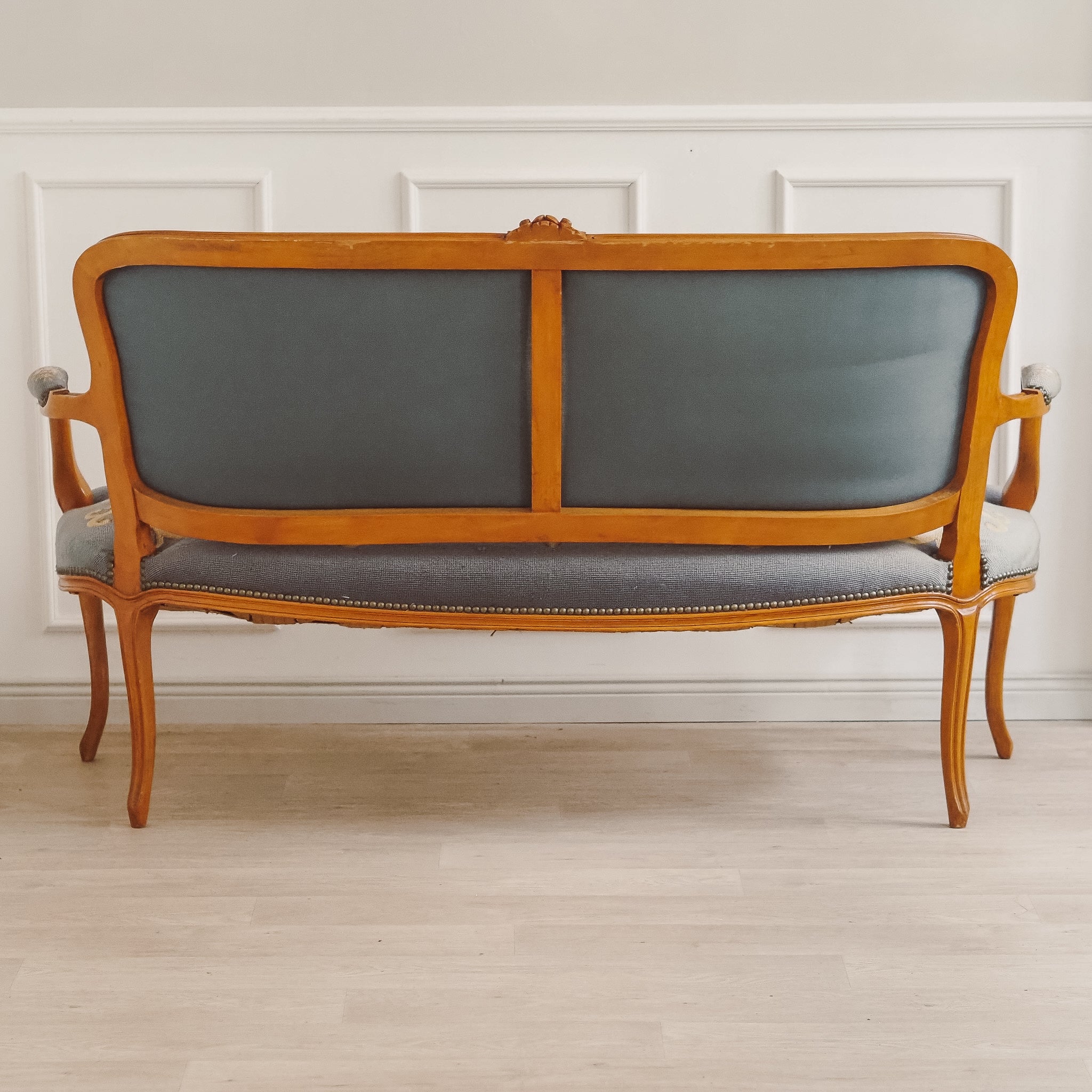Sitzbank Louis XV Stil mit Gobelin-Bezug um 1920