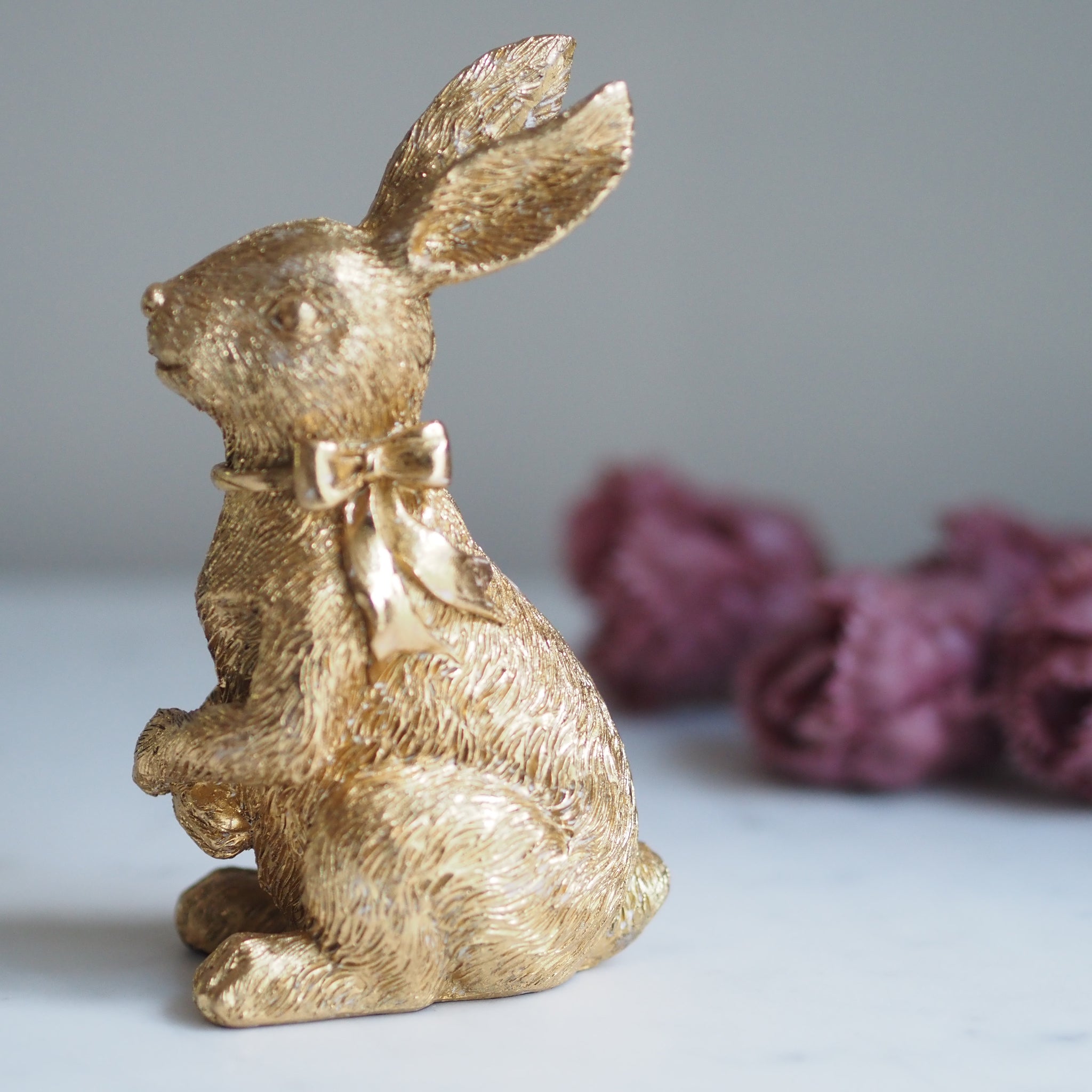 SAISON DECOR Goldene Osterhasen mit Schleife 2er-Set