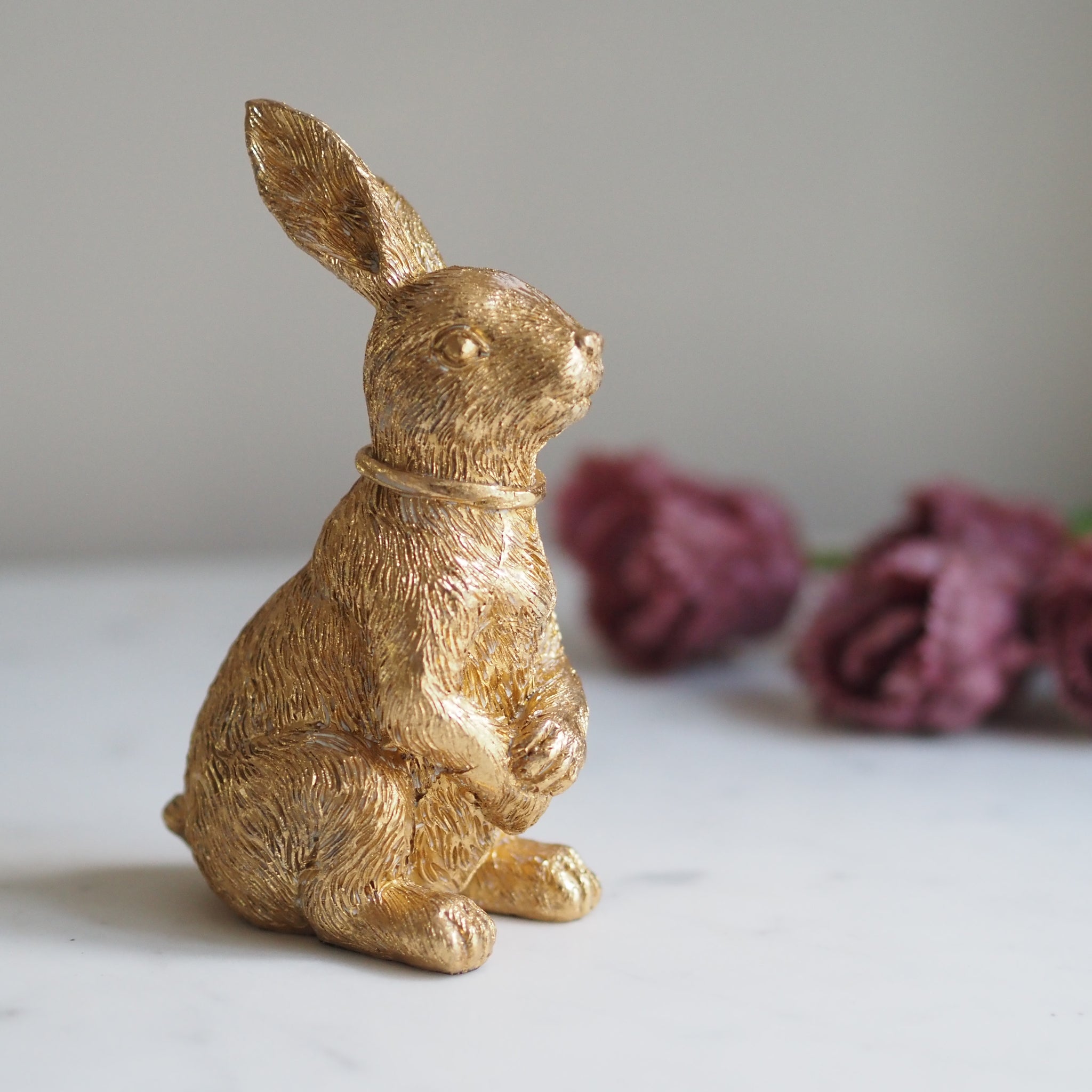 SAISON DECOR Goldene Osterhasen mit Schleife 2er-Set