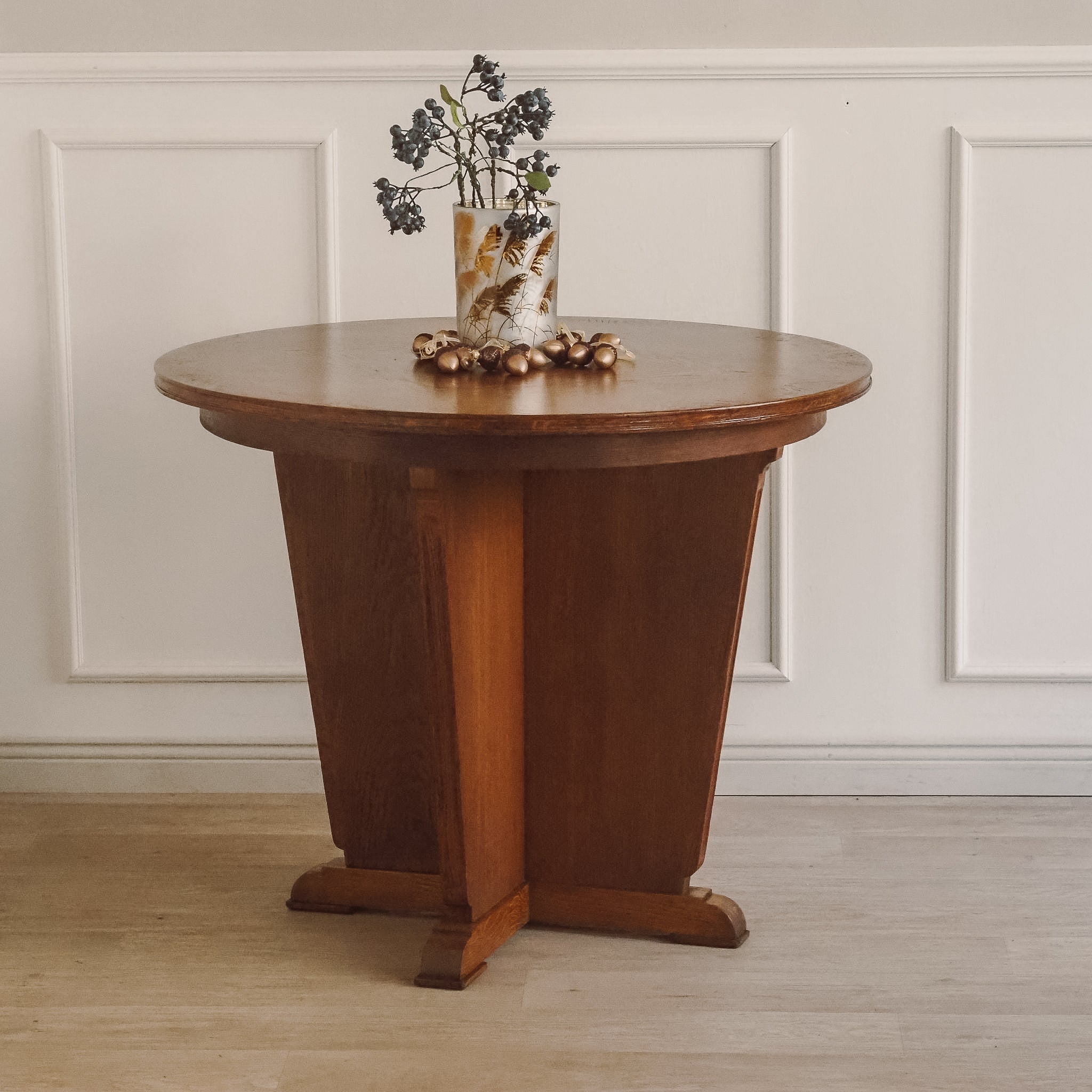 Runder Sofatisch Vintage um 1940 – Eiche