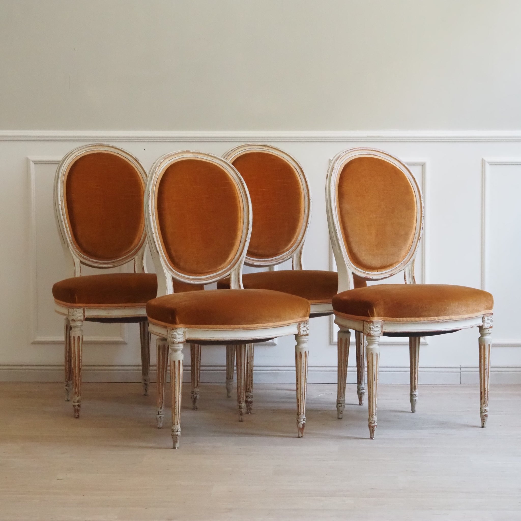 Französische Esszimmer Stühle / 4er Set / Louis-Seize Stil, um 1920