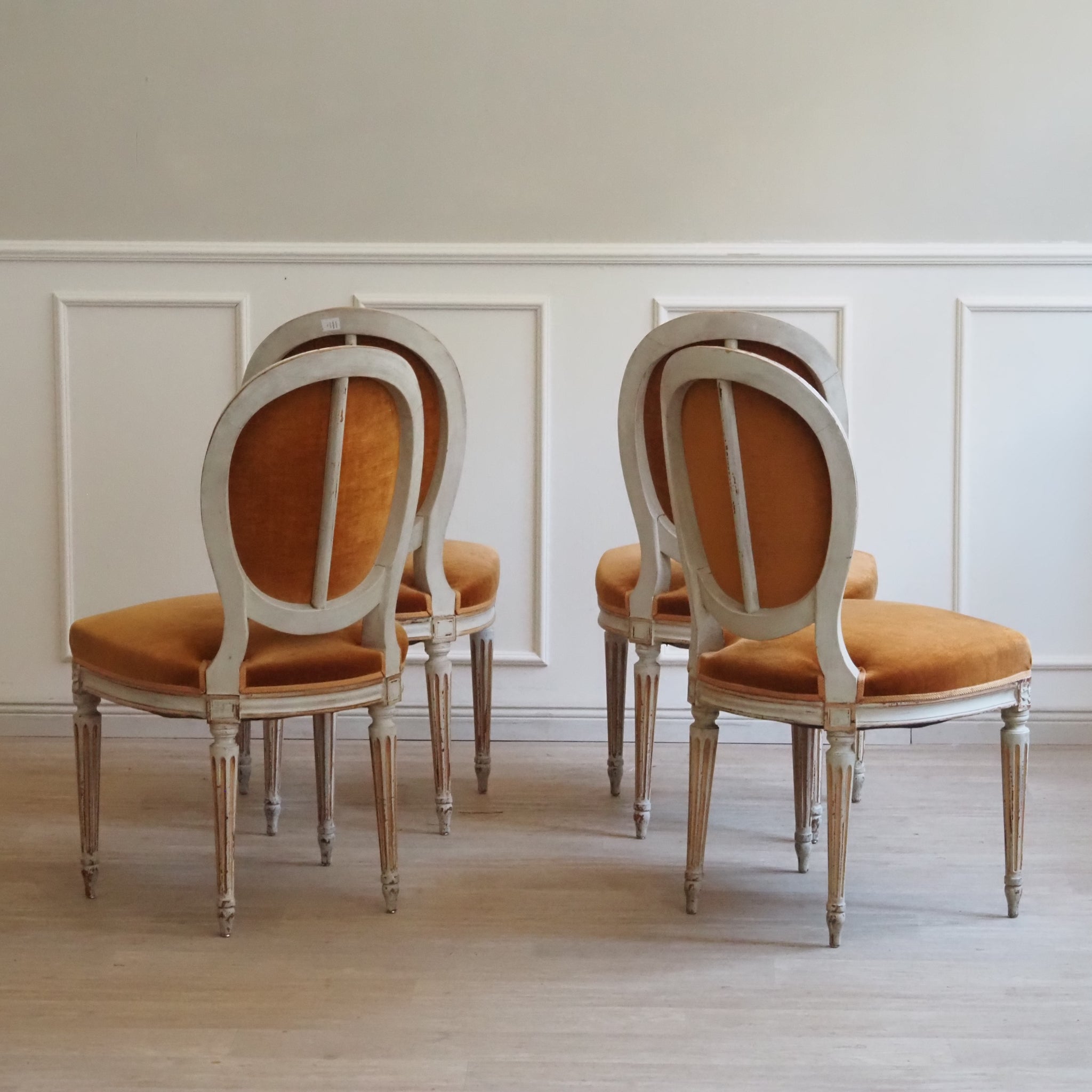 Französische Esszimmer Stühle / 4er Set / Louis-Seize Stil, um 1920