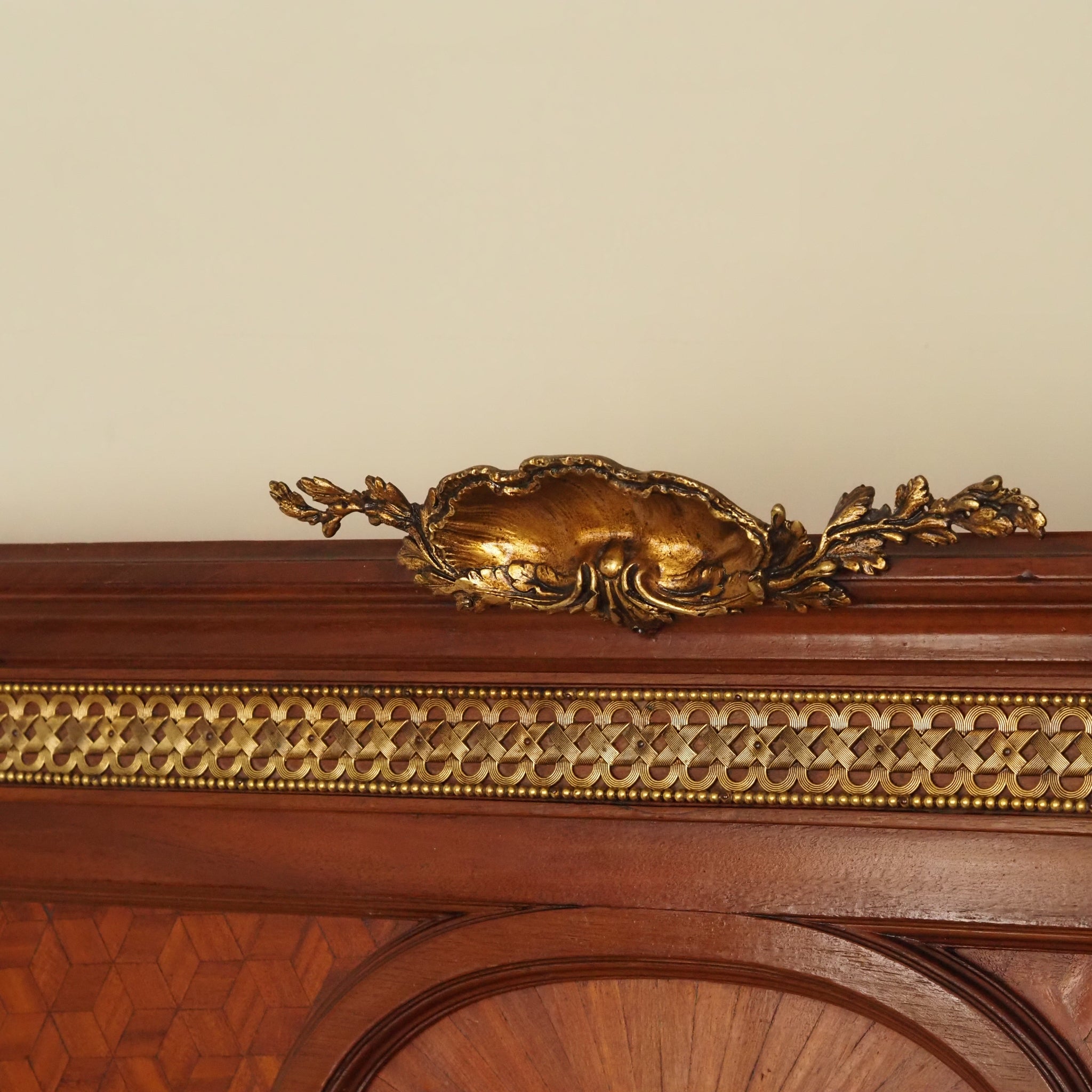 Antiker Mahagoni Trumeau-Wandspiegel mit Intarsien um 1890, Frankreich