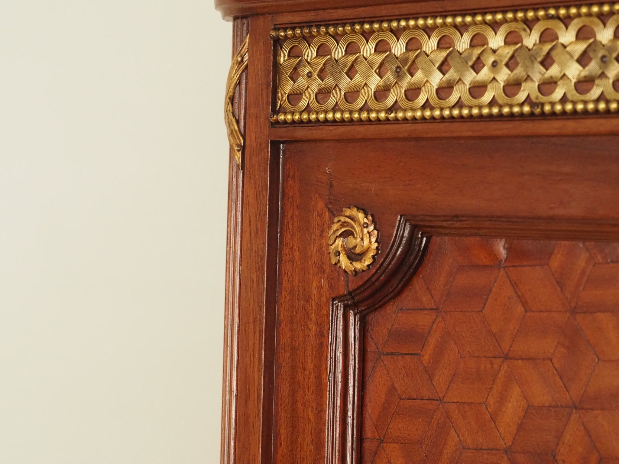 Antiker Mahagoni Trumeau-Wandspiegel mit Intarsien um 1890, Frankreich