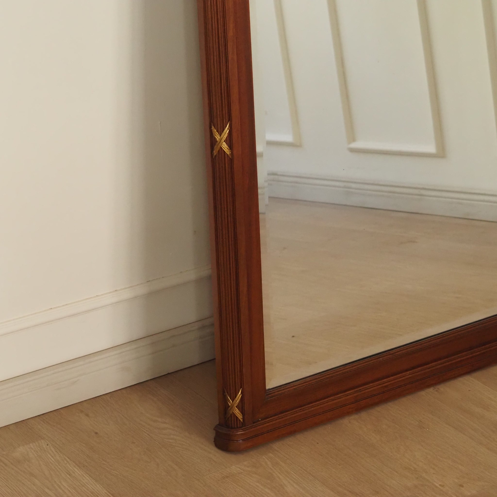 Antiker Mahagoni Trumeau-Wandspiegel mit Intarsien um 1890, Frankreich