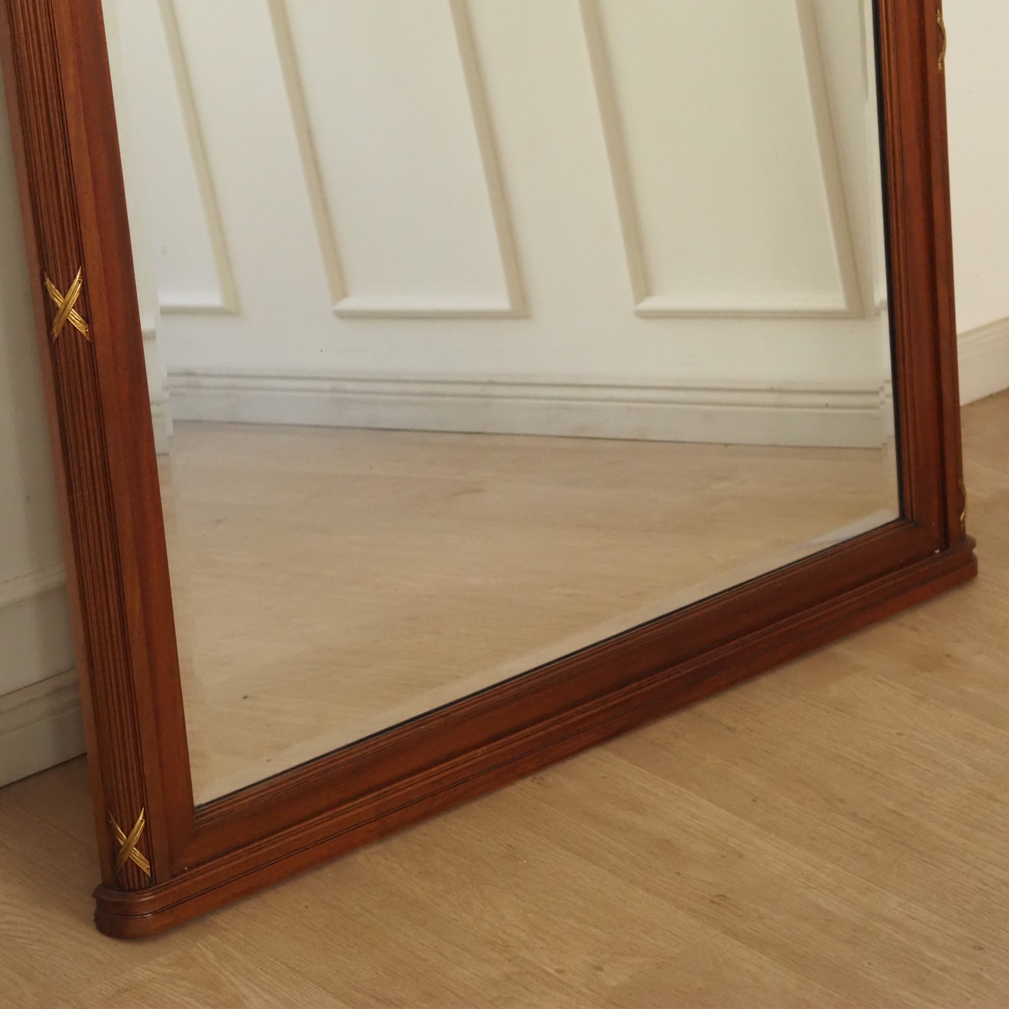 Antiker Mahagoni Trumeau-Wandspiegel mit Intarsien um 1890, Frankreich