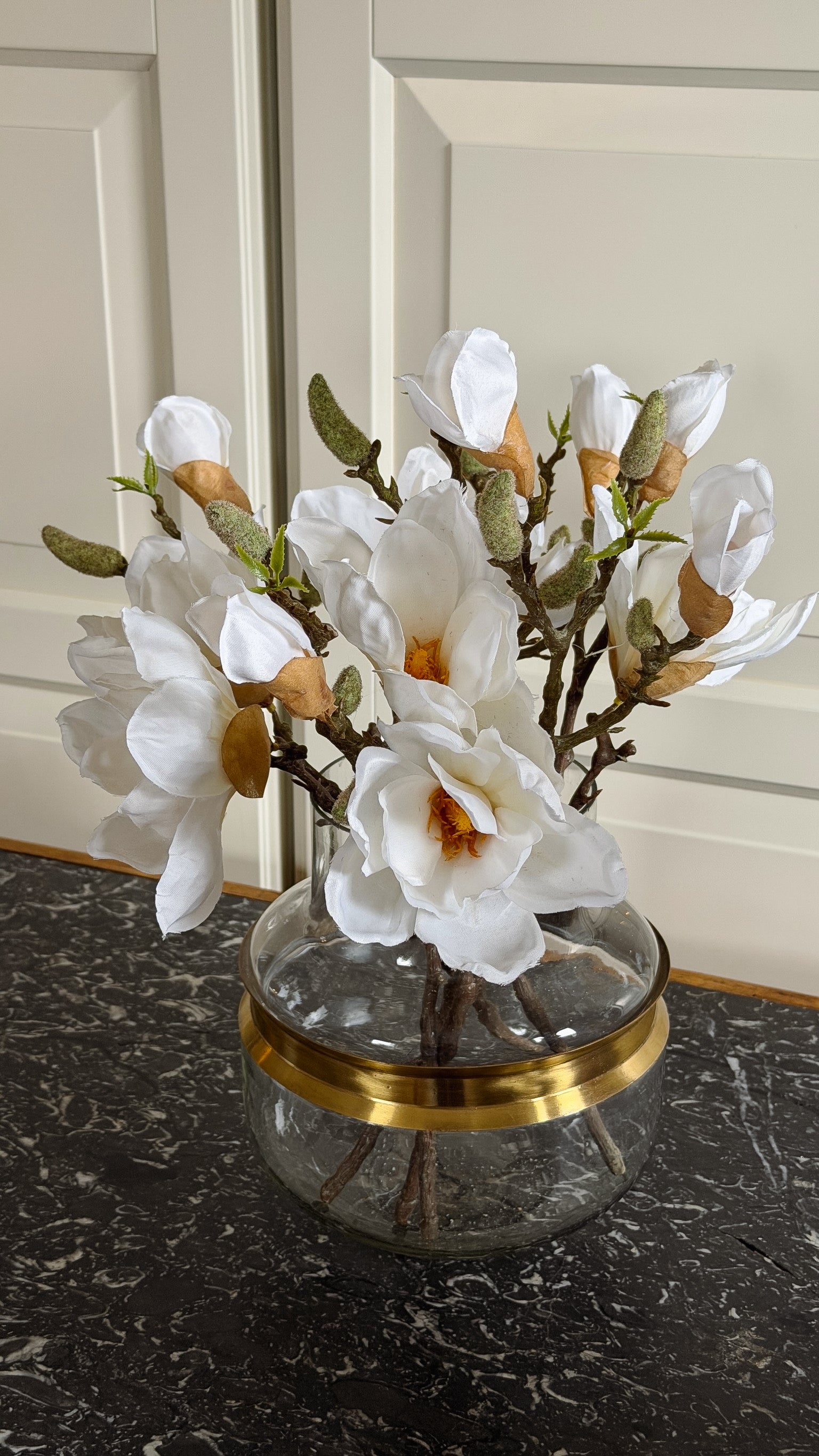 Magnolienzweig 6er-Set · naturgetreue Blütenzweige Frühling weiß