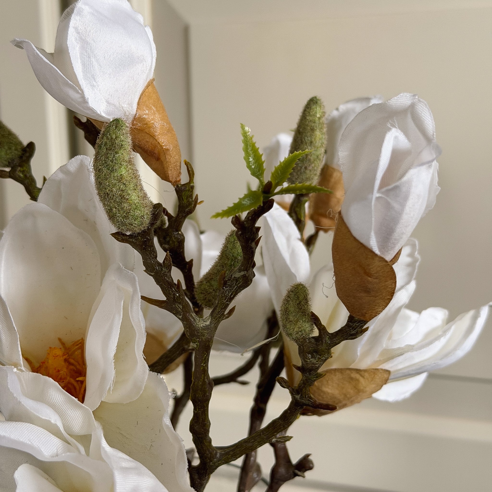 Magnolienzweig 6er-Set · naturgetreue Blütenzweige Frühling weiß