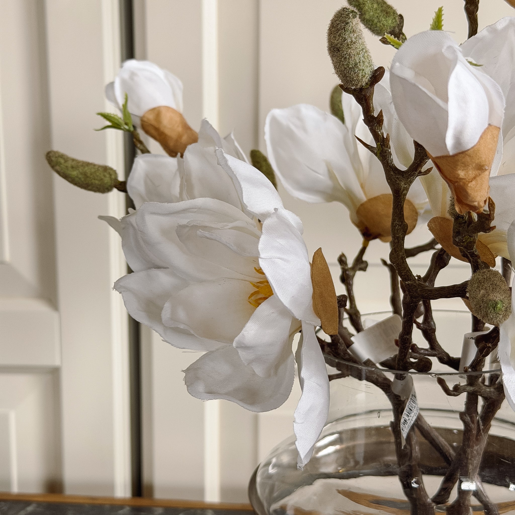 Magnolienzweig 6er-Set · naturgetreue Blütenzweige Frühling weiß