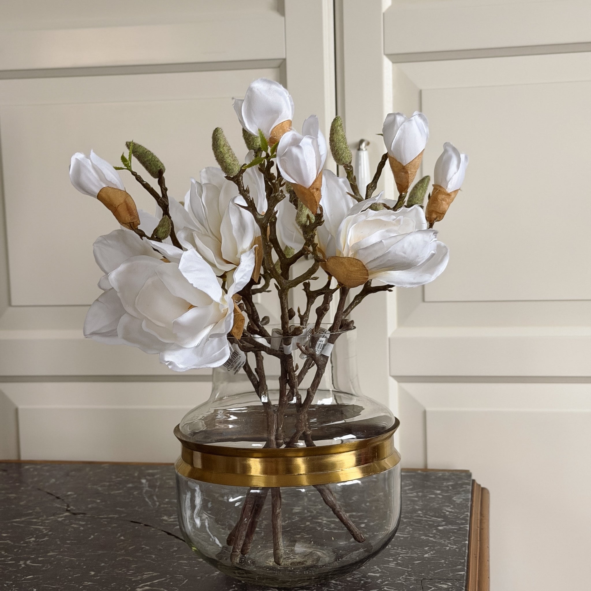 Magnolienzweig 6er-Set · naturgetreue Blütenzweige Frühling weiß