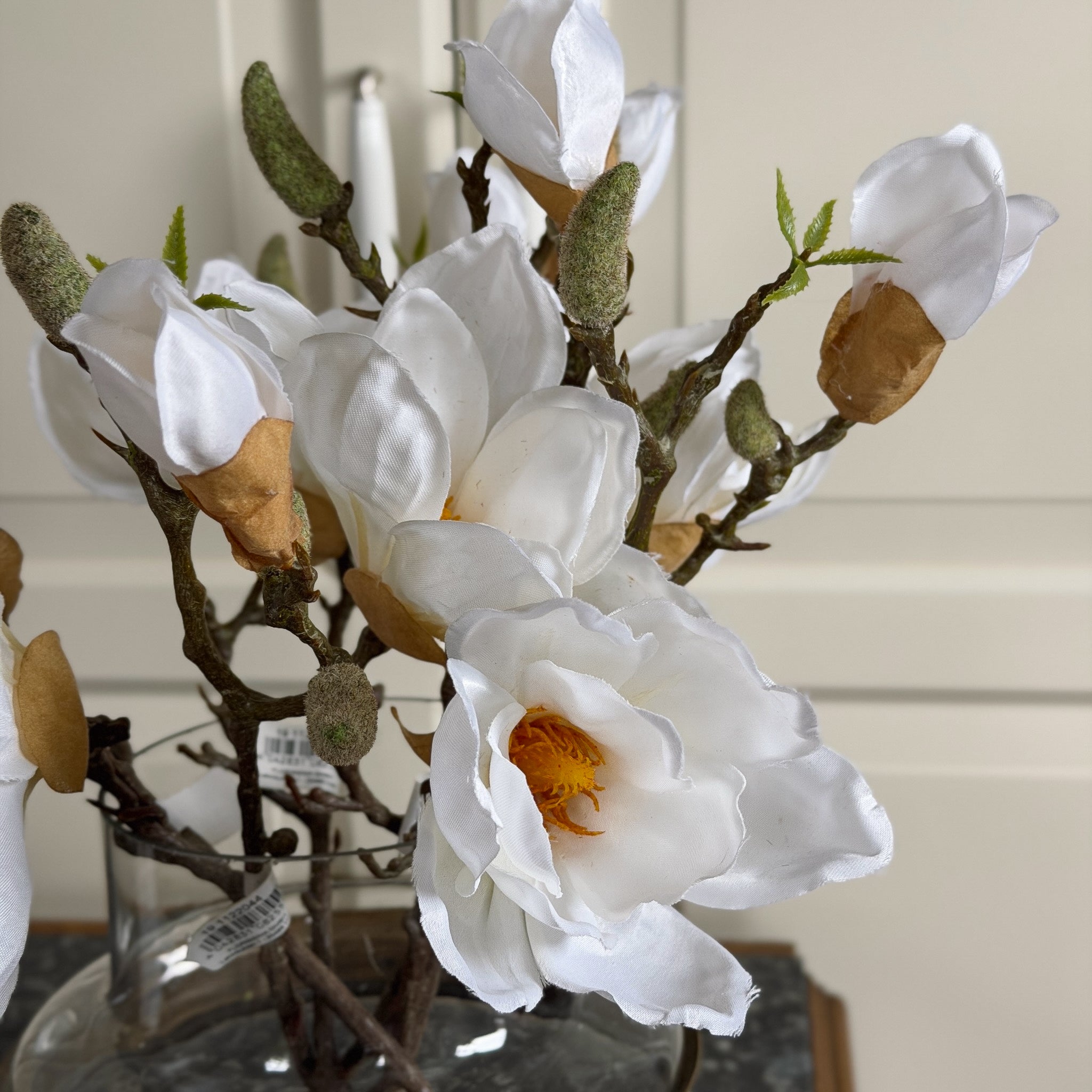 Magnolienzweig 6er-Set · naturgetreue Blütenzweige Frühling weiß
