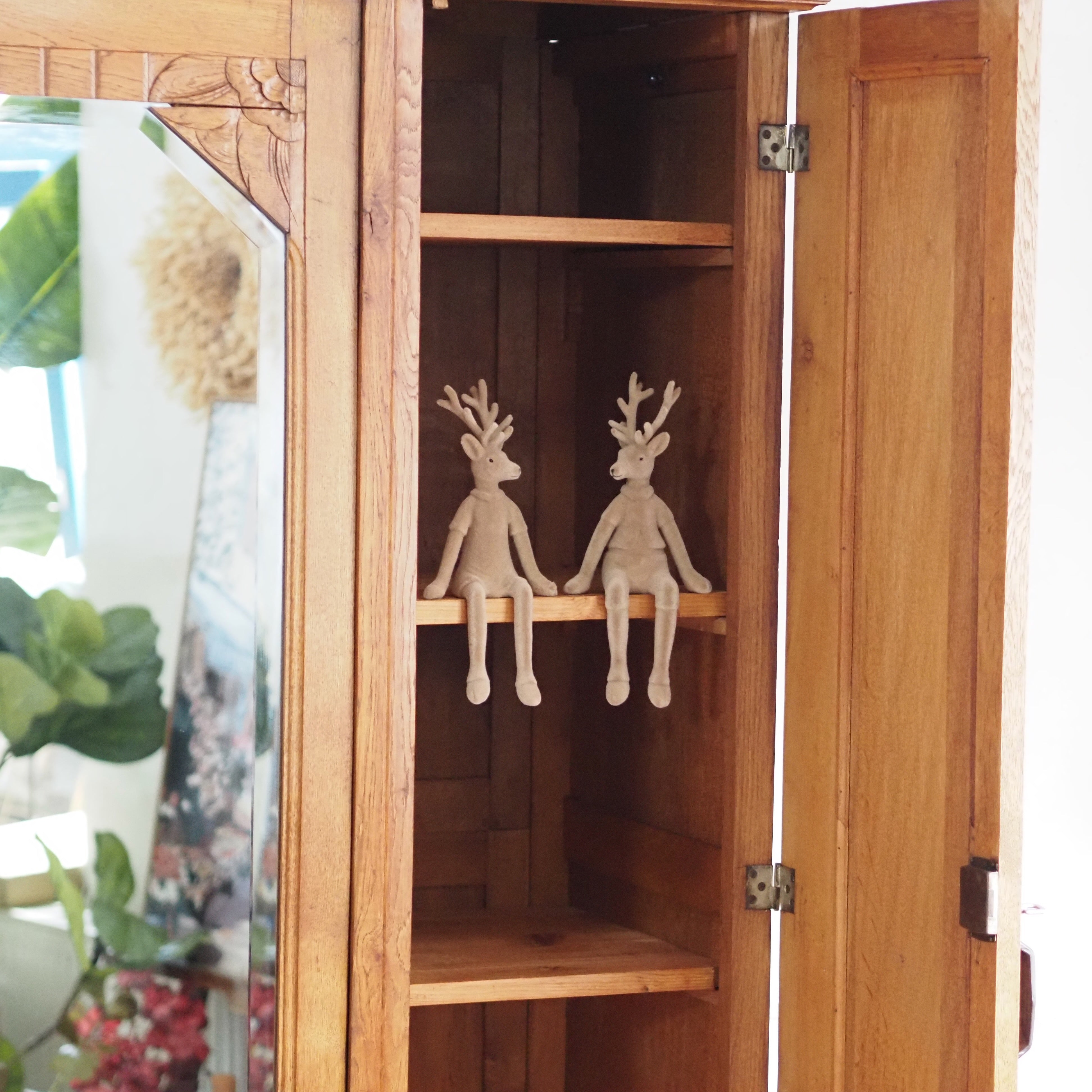 Art-Déco Kleiderschrank Eiche mit Spiegeltür um 1930