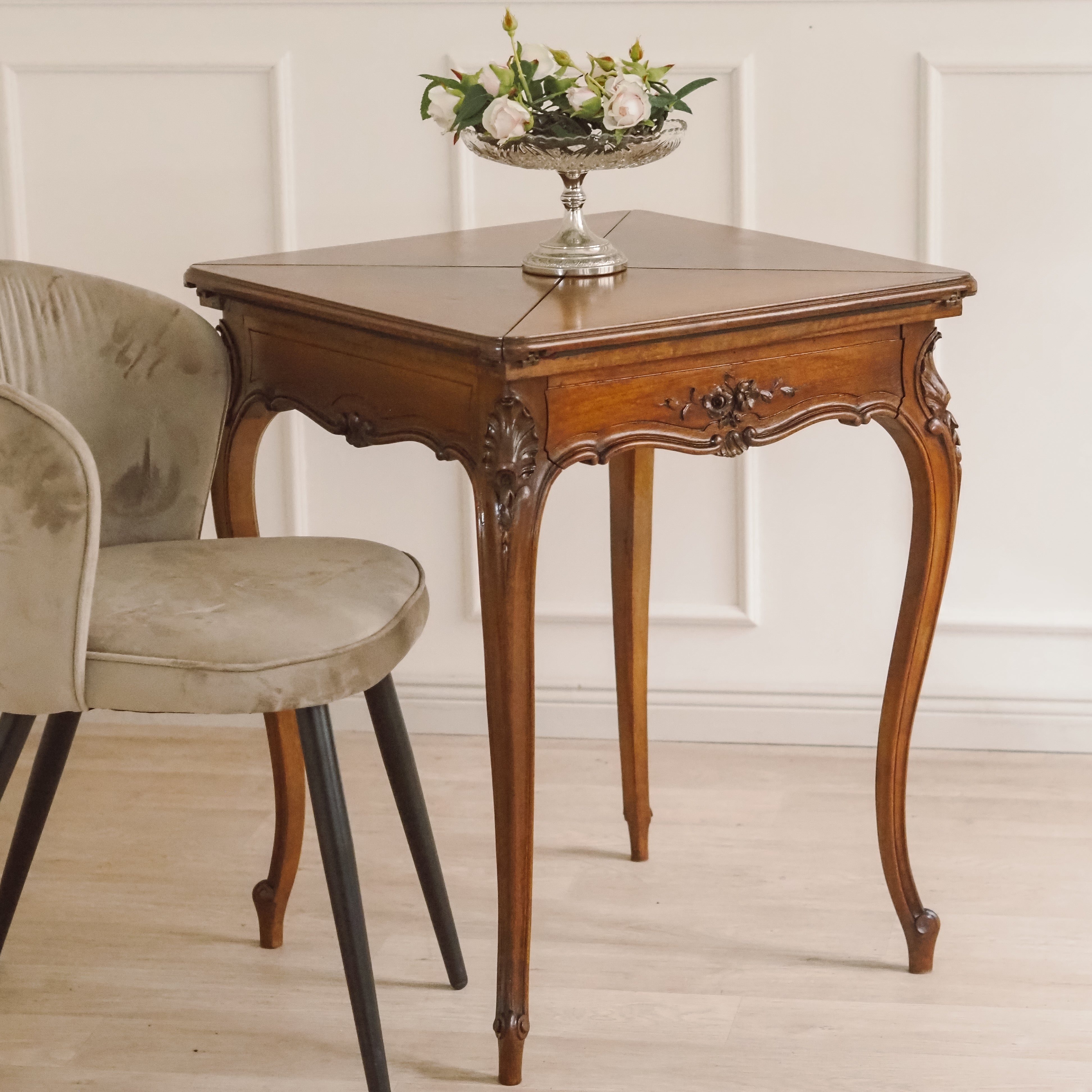 Louis-XV Spieltisch Eiche Klapptisch Kartentisch um 1890