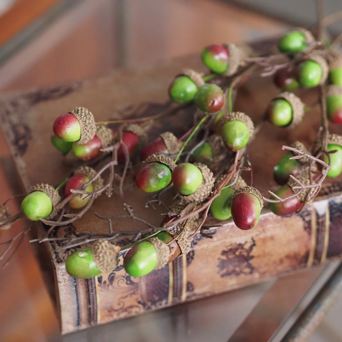 Eichelzweig Grün · Herbstdekoration 4er-Bündel Naturoptik