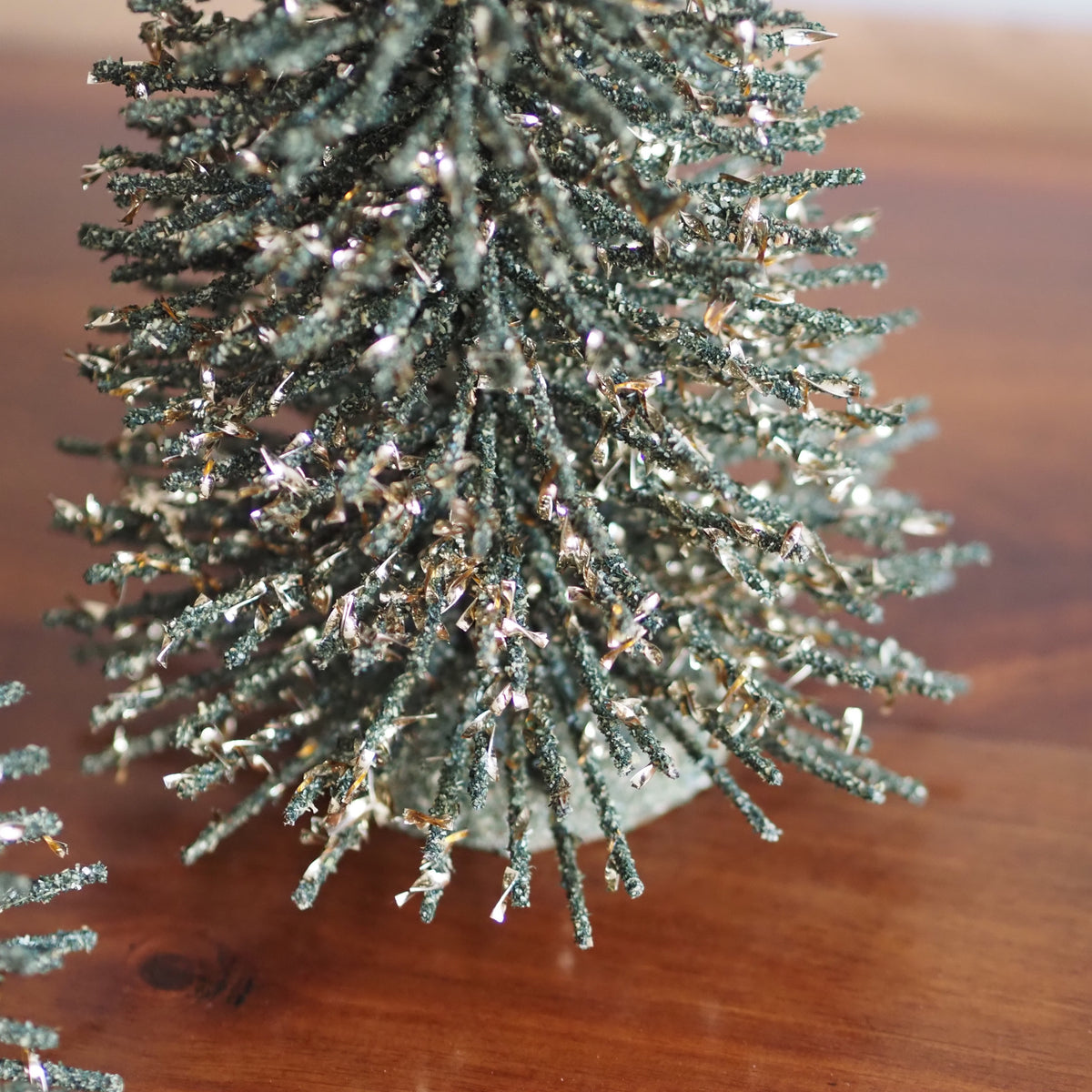 Deko-Weihnachtsbäume 2er-Set · Jagdgrün Goldoptik Volkskunst