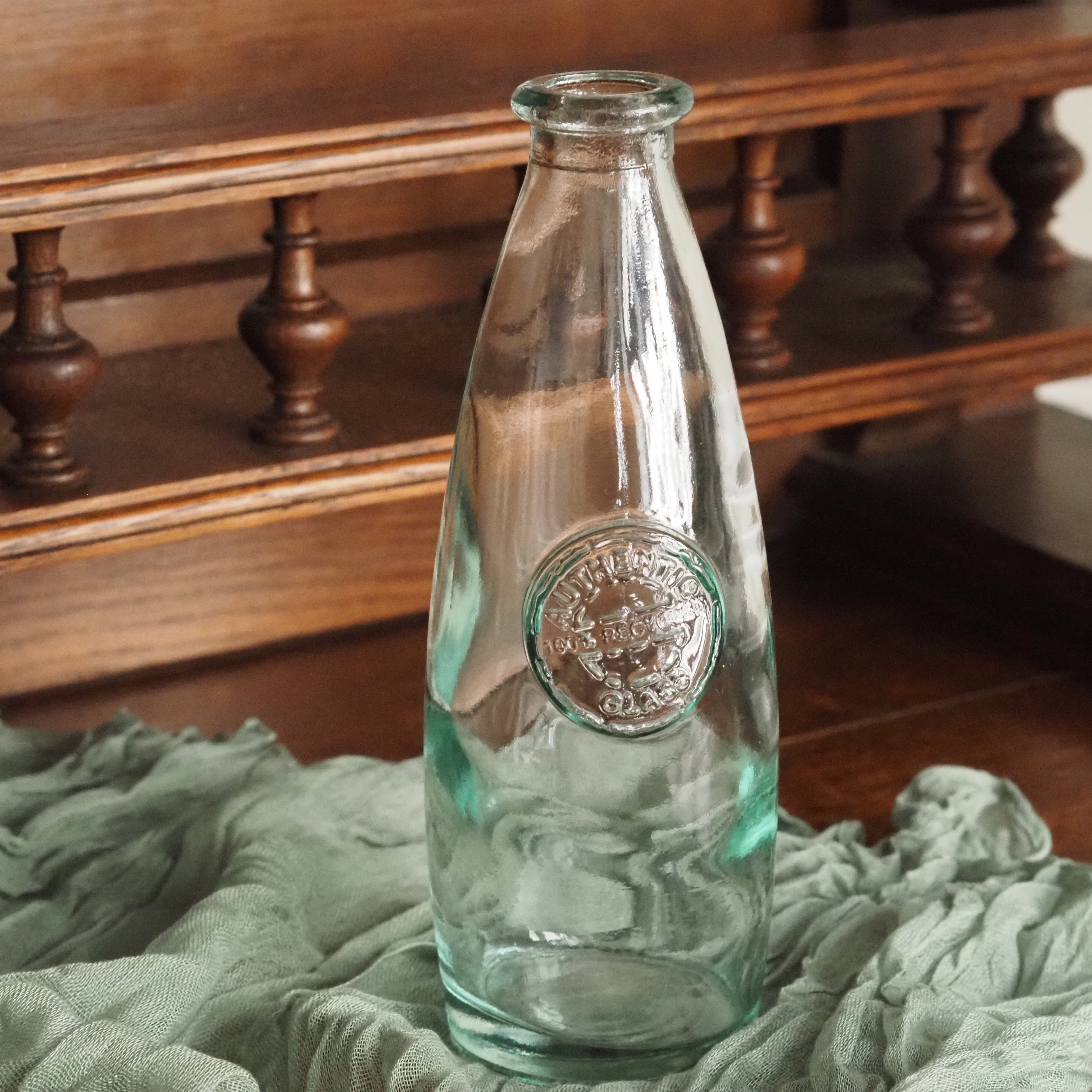 Dekoglasflasche · Landhausstil · grünliches Naturglas