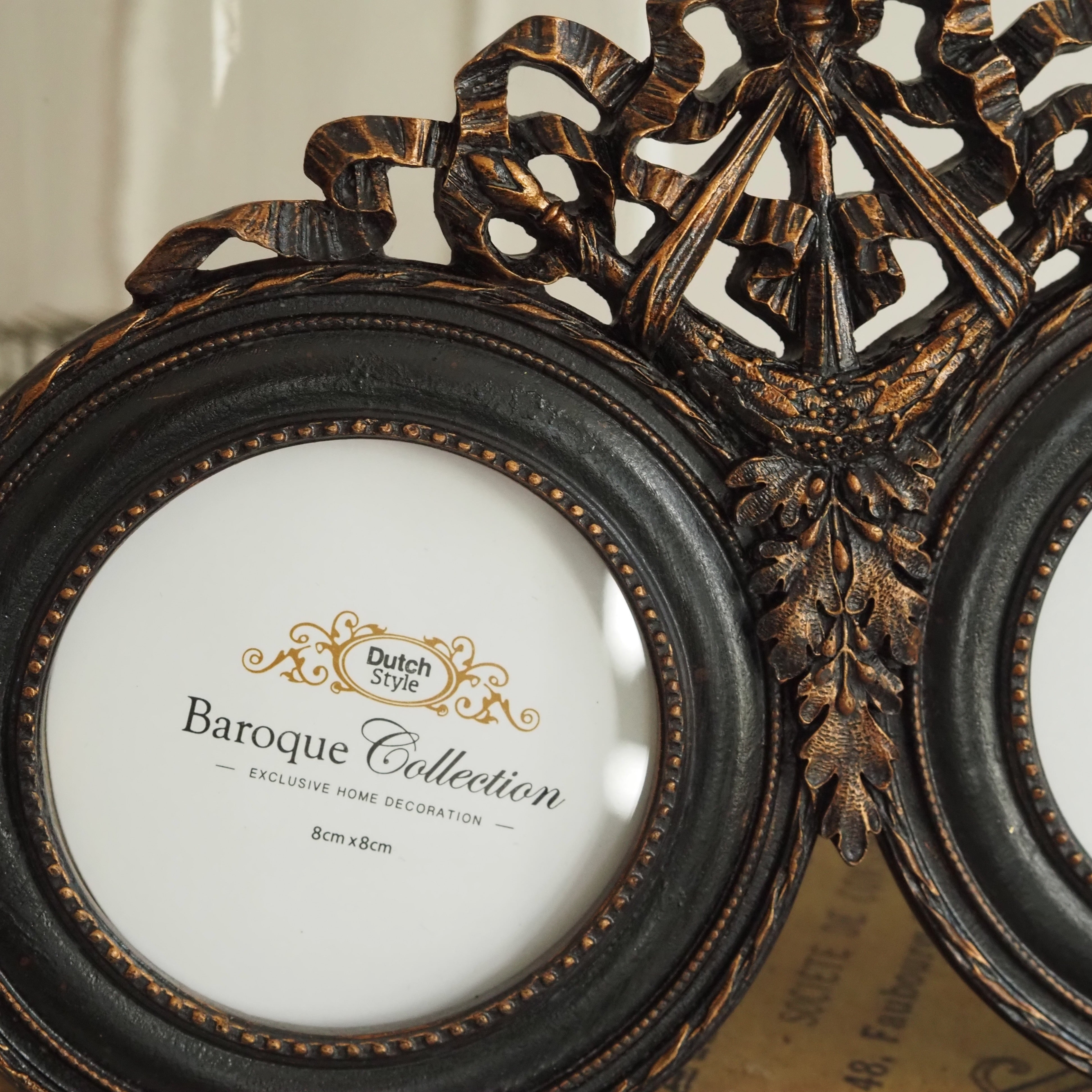 Doppelbilderrahmen · Barock · Schwarz-Bronze Antik · Oval · Polyresin