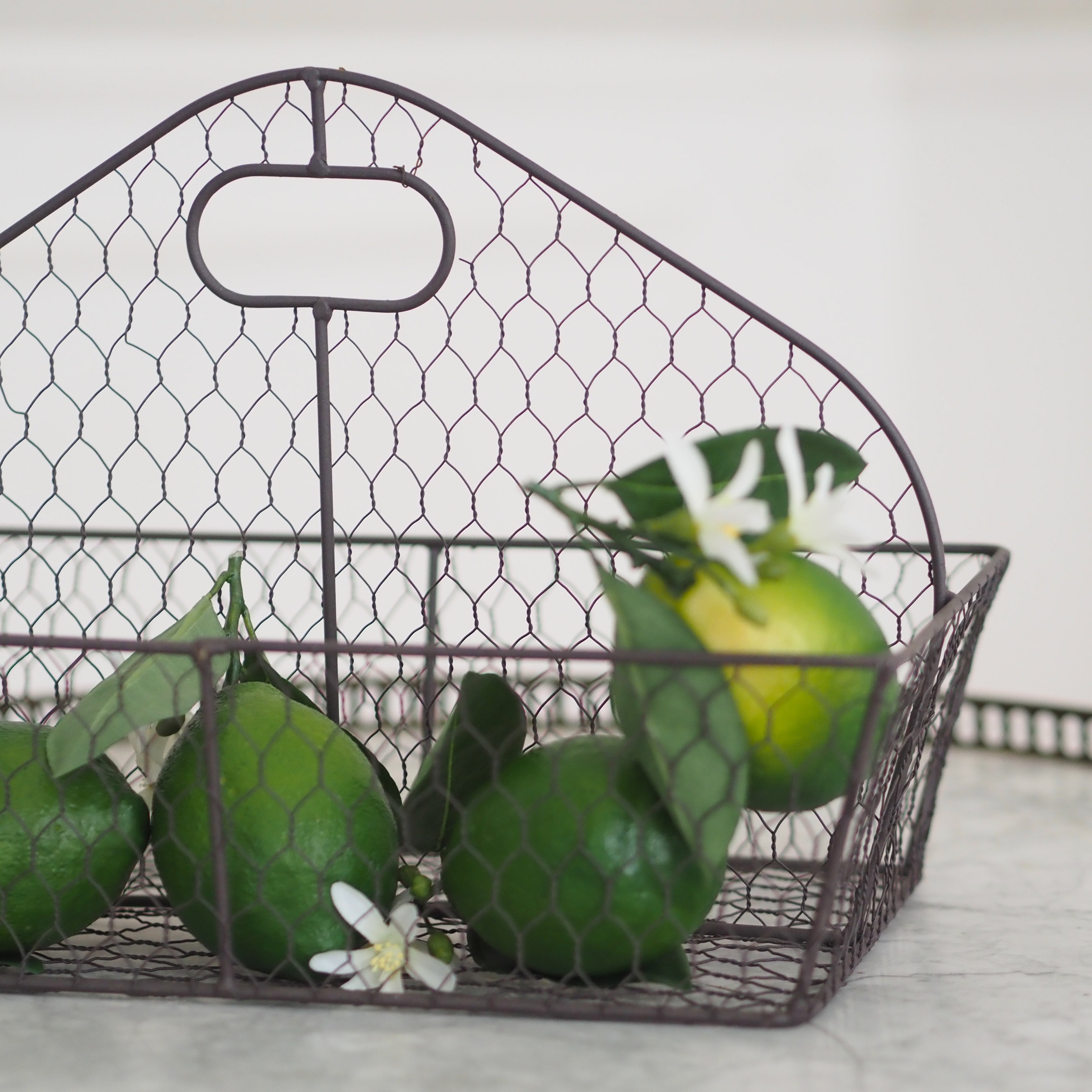 Drahtkorb mit Tragegriff · Metallkorb im rustikalen Landhausstil