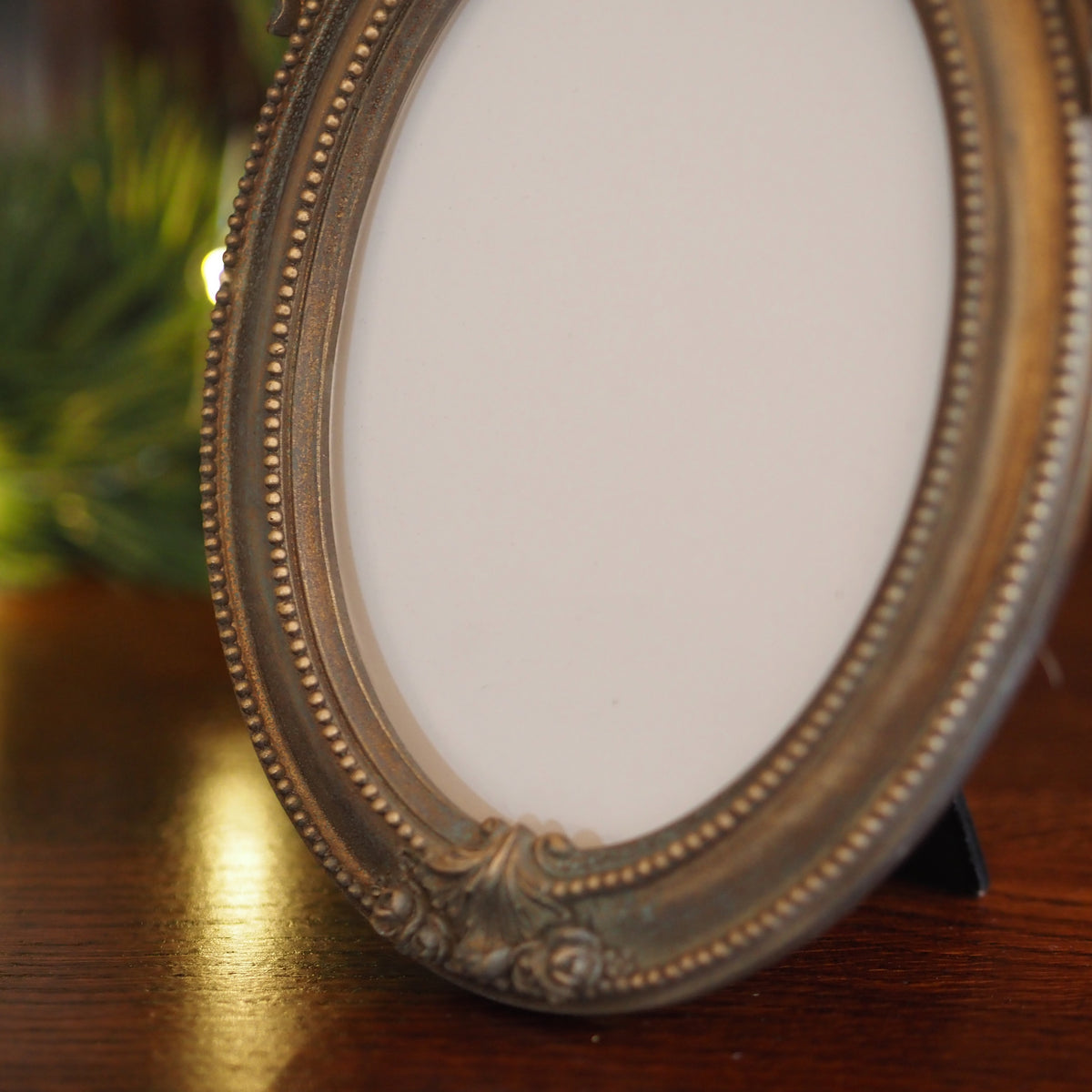 Fotorahmen 13x18 Oval · Louis-seize Schleife Altgold-Optik