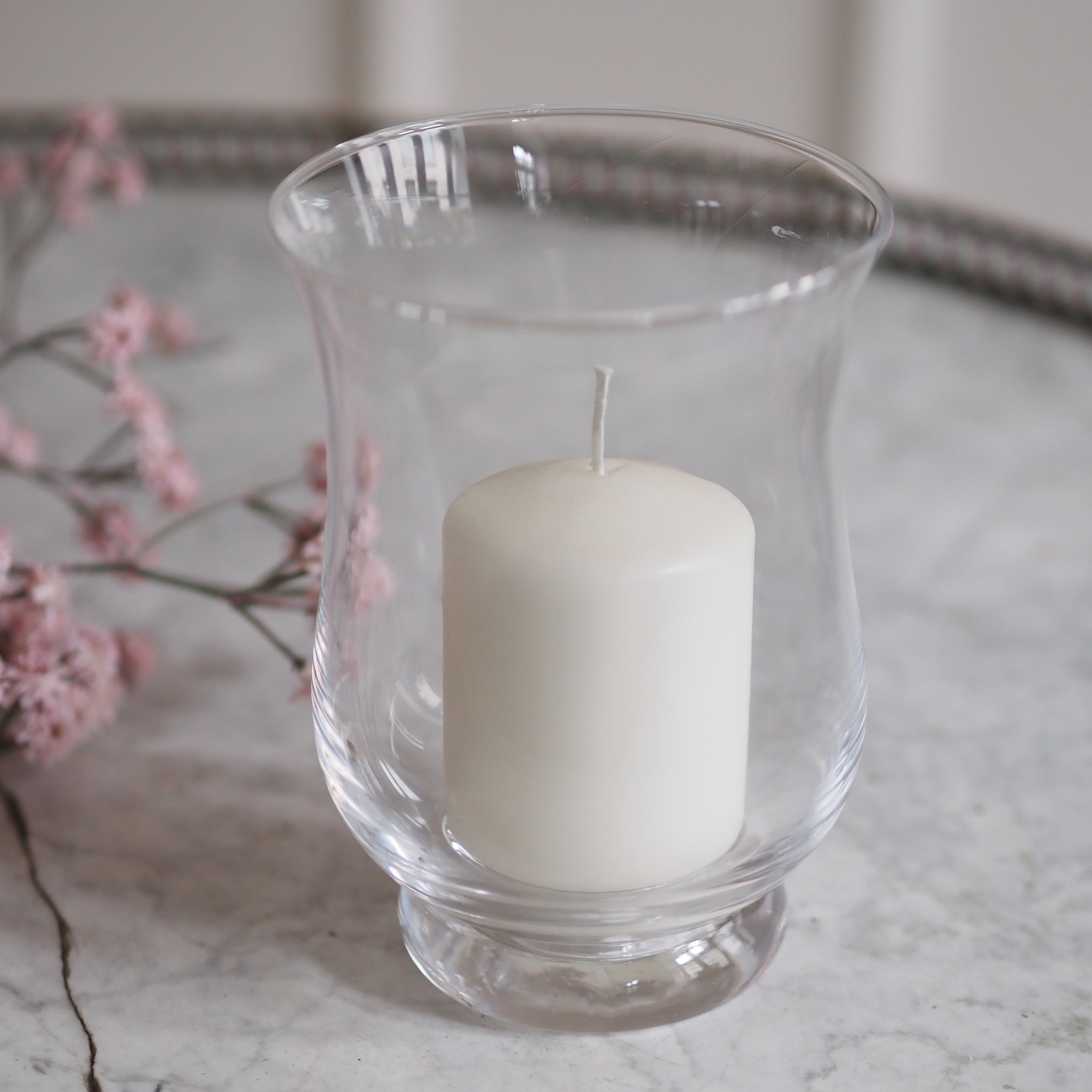 Windlicht aus Glas · schlichtes klares Dekorationsobjekt
