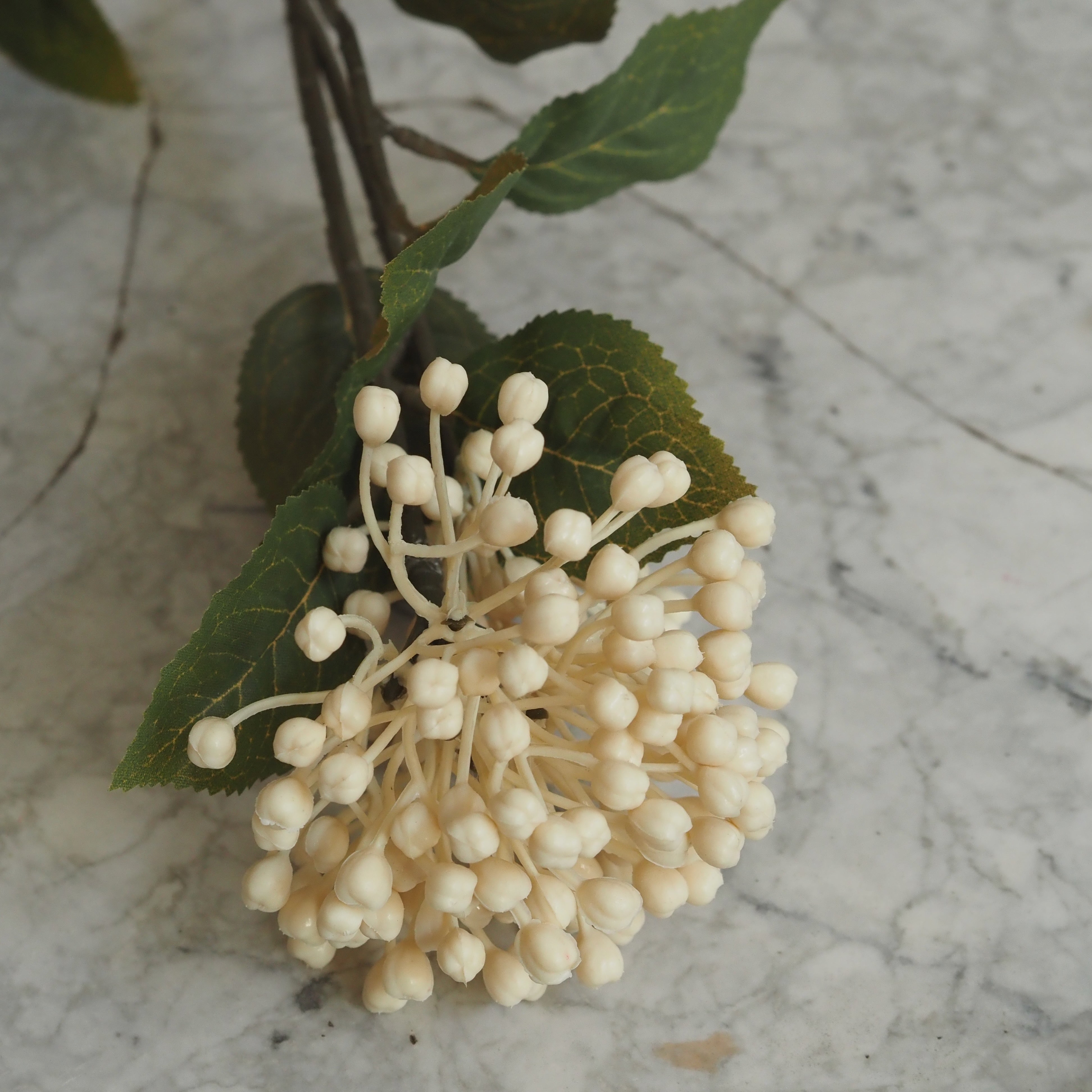 Knospenzweig Creme · Deko-Zweig mit Schneeball-Knospendolden im Landhausstil