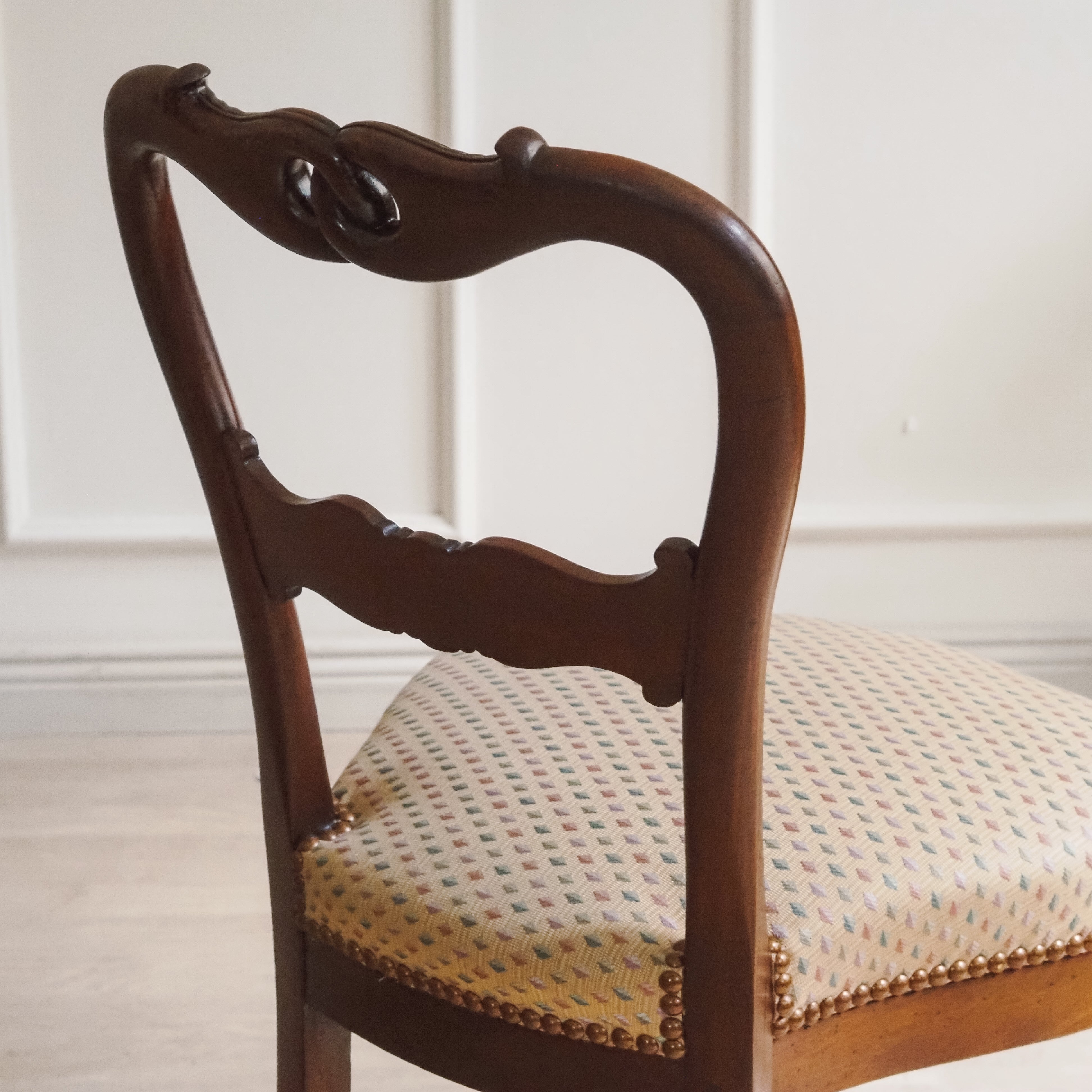 Biedermeier Stuhl Mahagoni um 1850 Ballonlehne