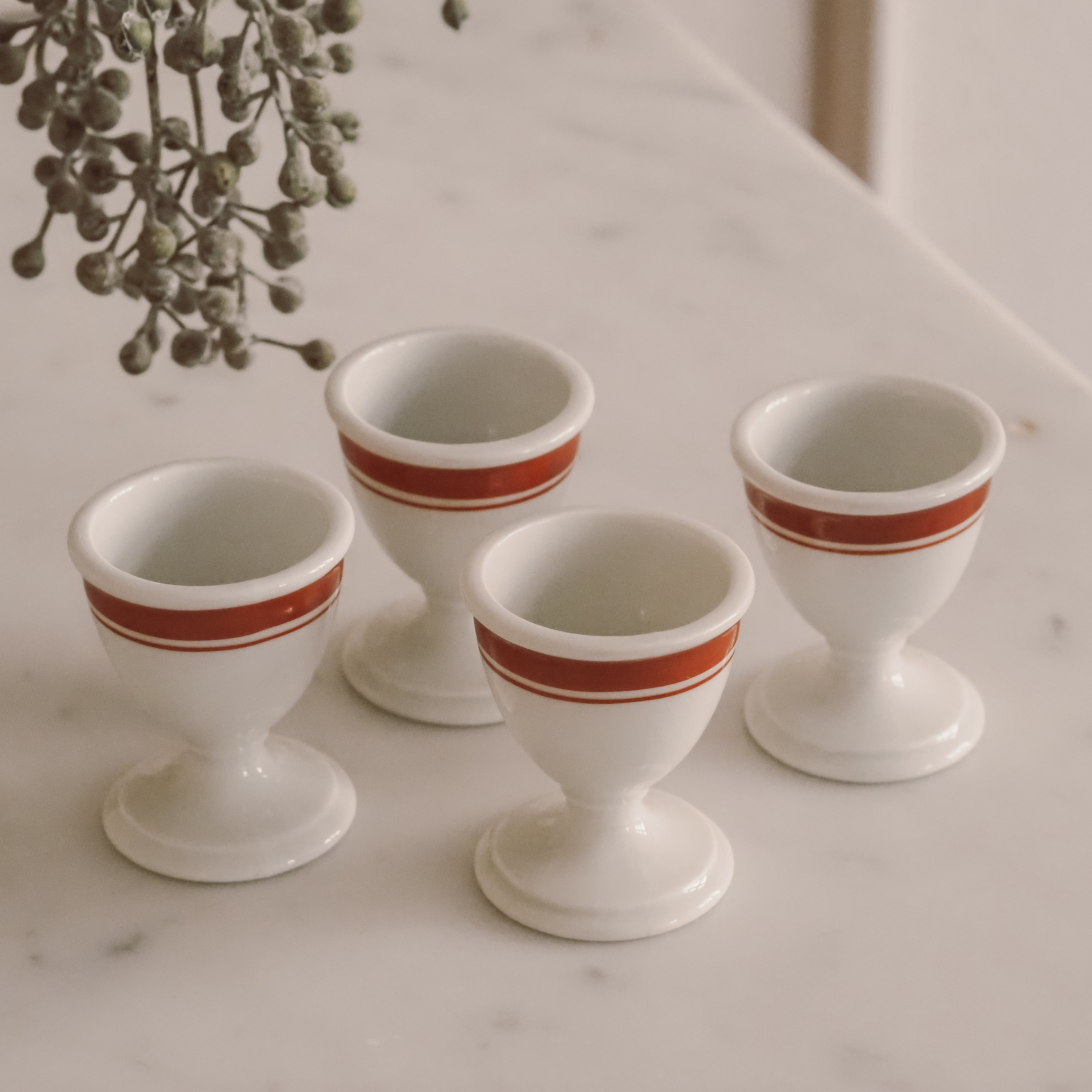 Eierbecher Set · Pillivuyt Frankreich · Bistro Porzellan