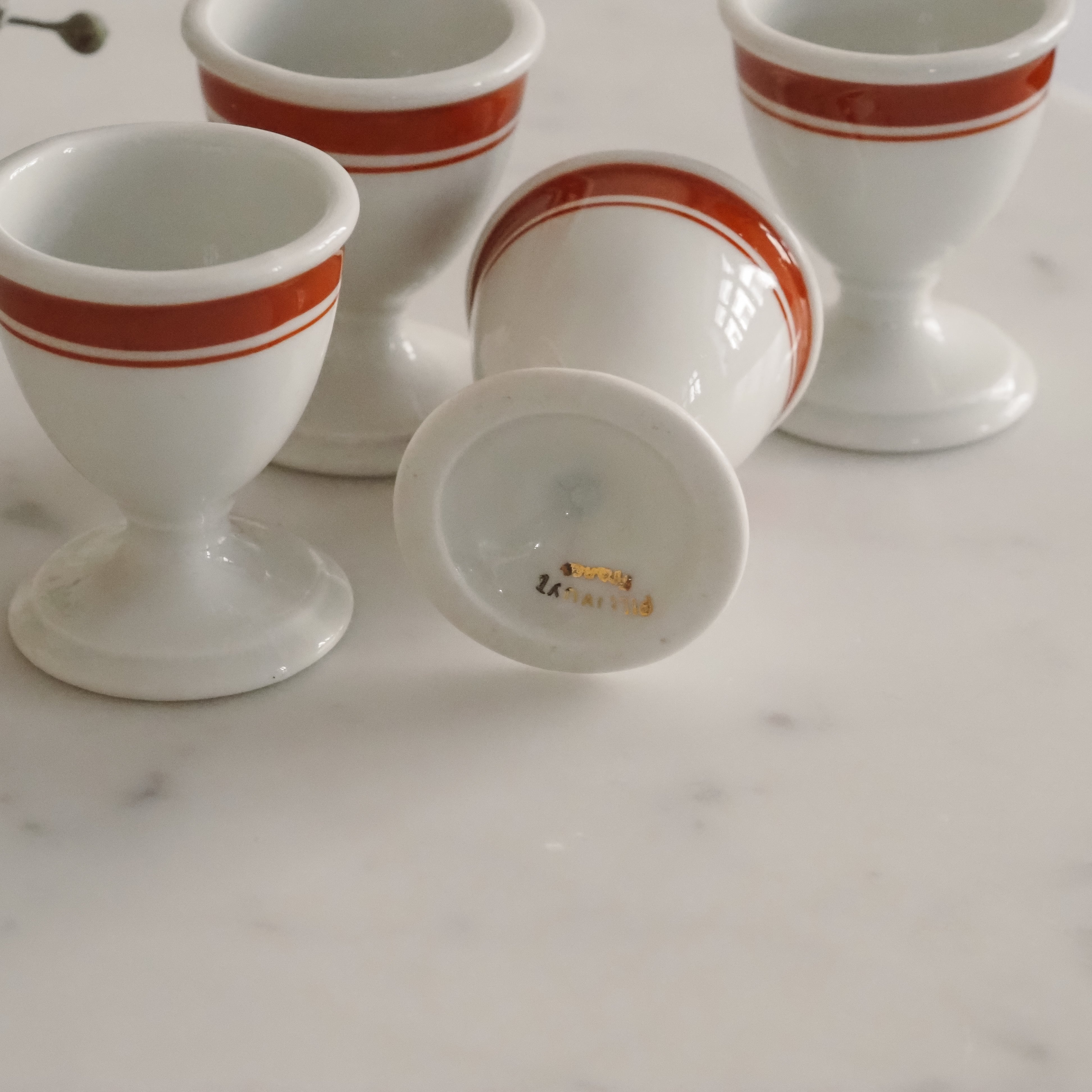 Eierbecher Set · Pillivuyt Frankreich · Bistro Porzellan