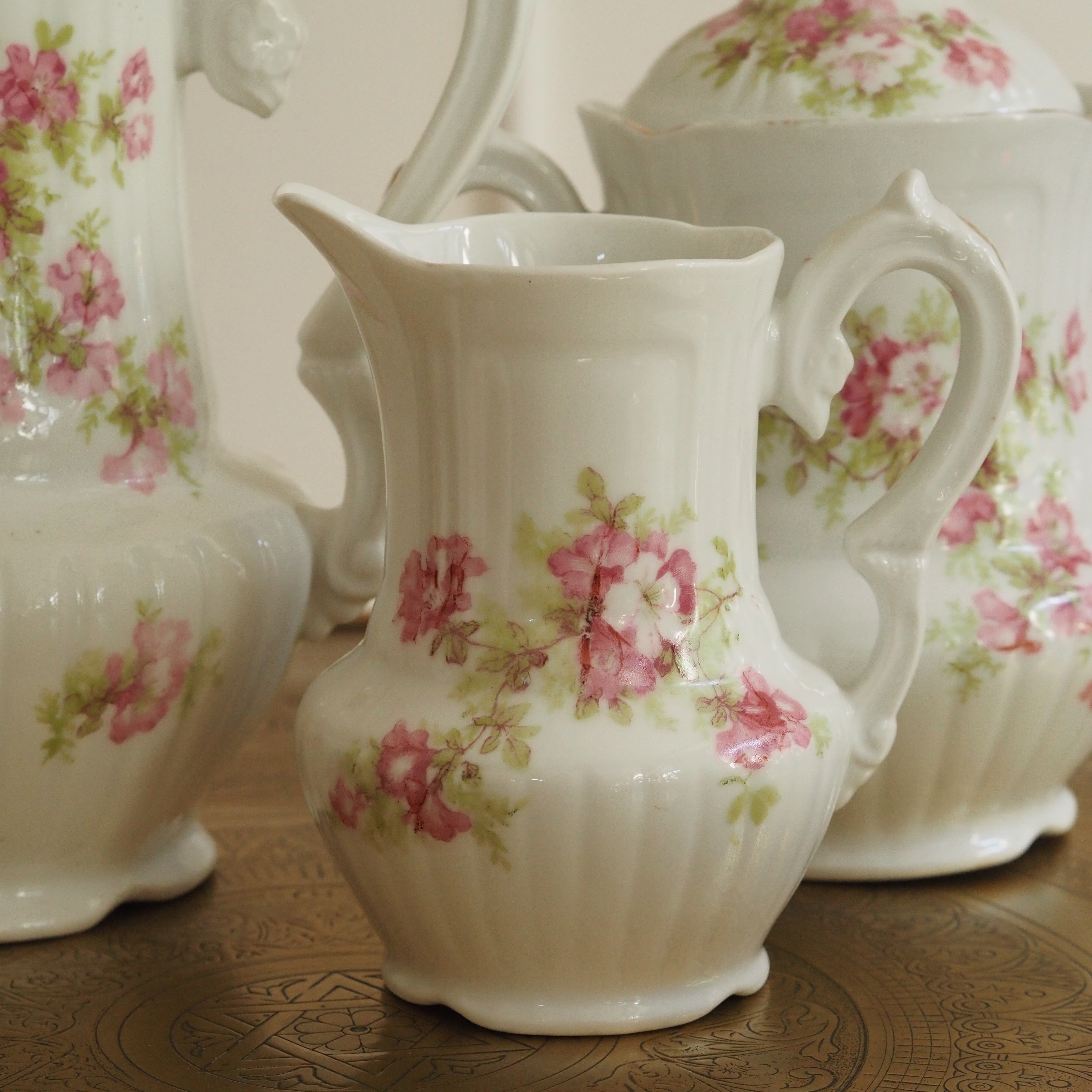 Kaffeeservice Porzellan 15-teilig · Blumendekor um 1900