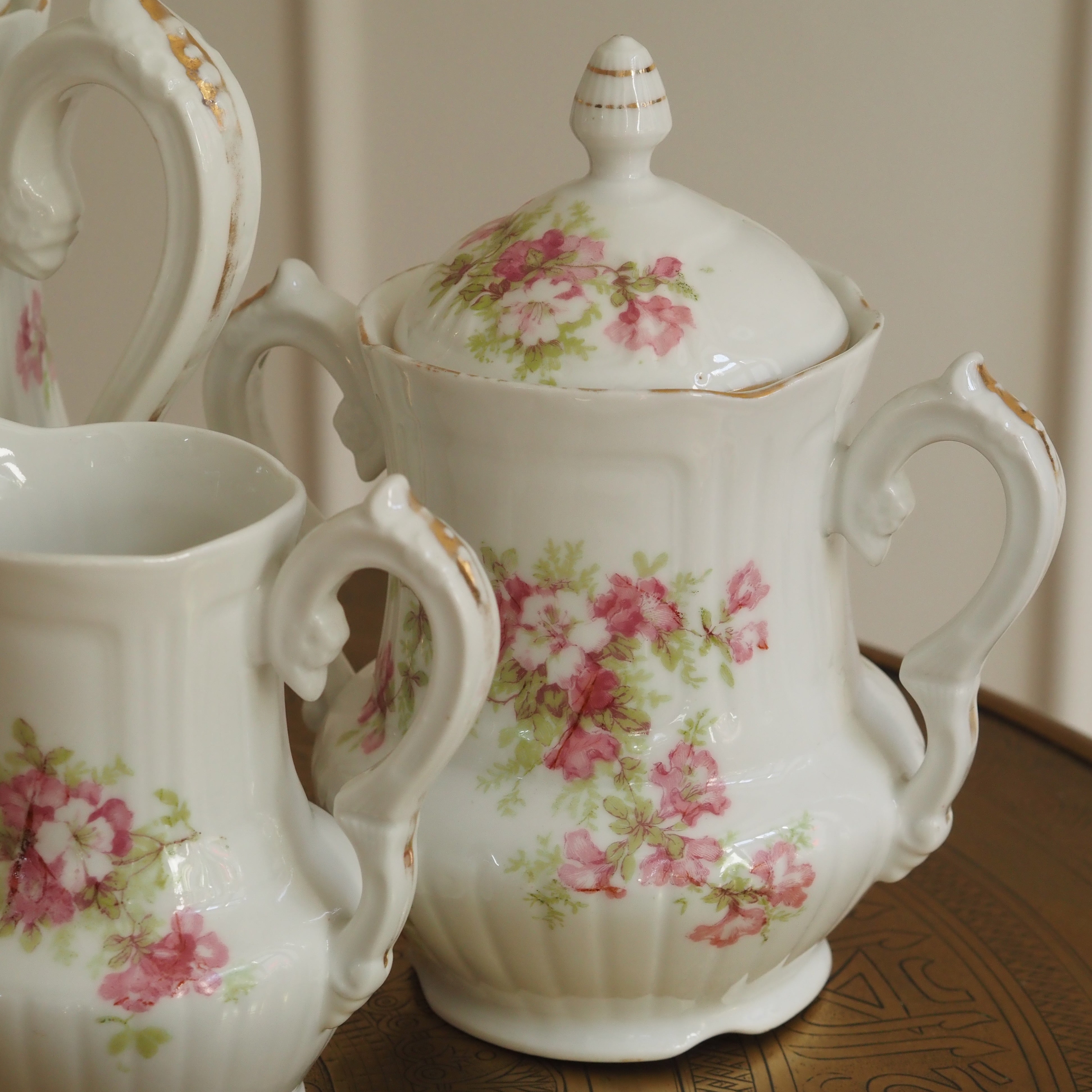 Kaffeeservice Porzellan 15-teilig · Blumendekor um 1900