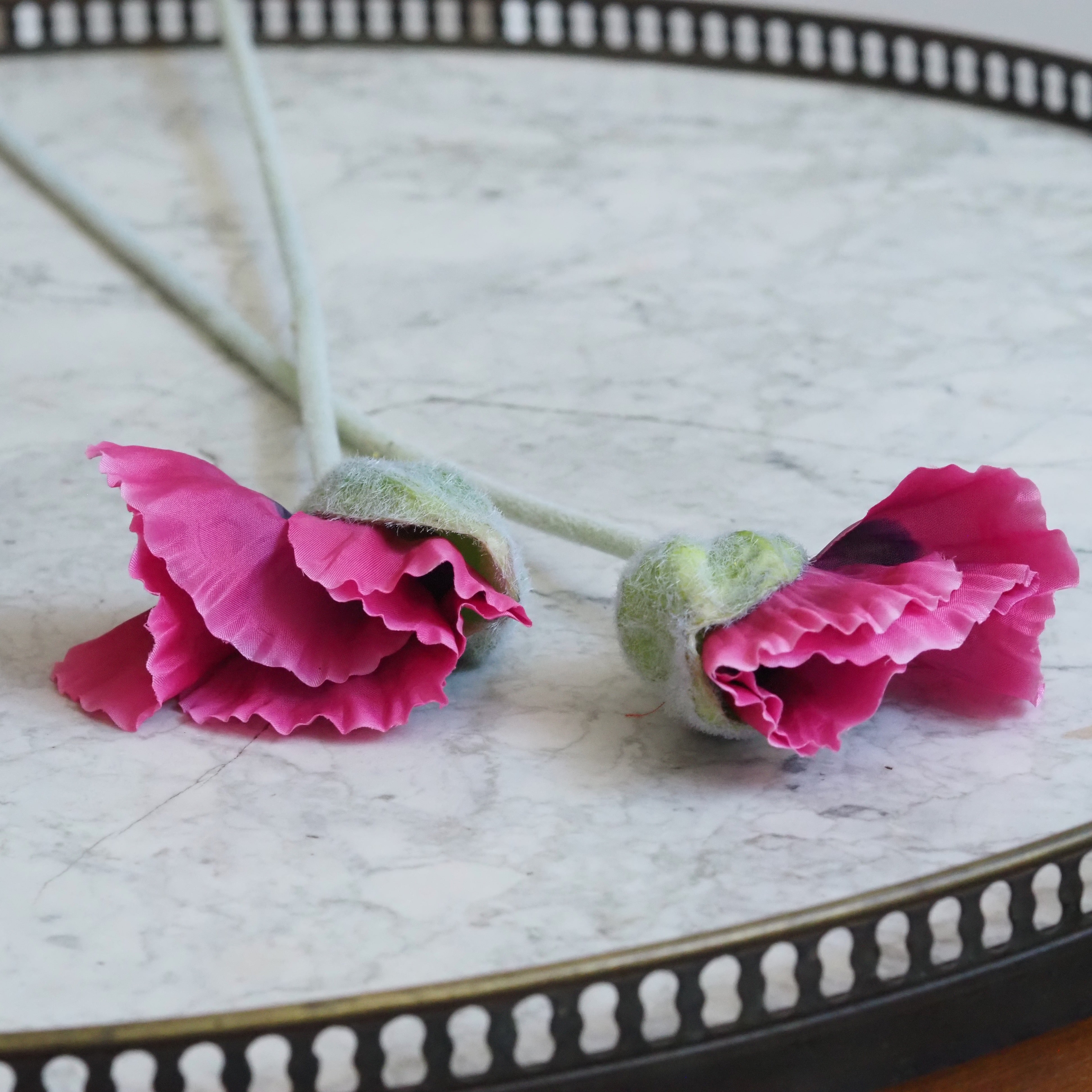 Mohn-Stiel Pink · Blume mit gefälteltem Blütenblatt, 2er Set