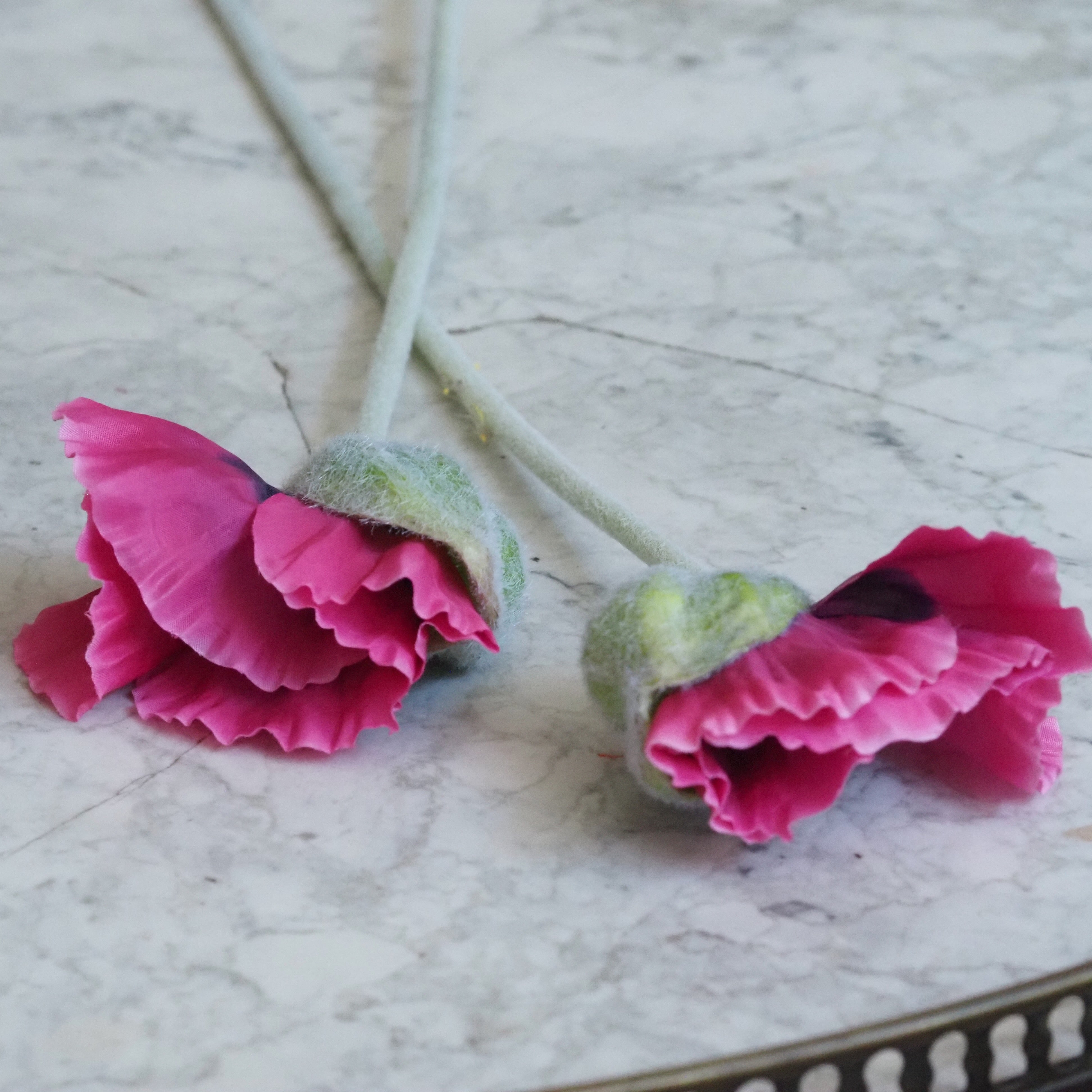 Mohn-Stiel Pink · Blume mit gefälteltem Blütenblatt, 2er Set
