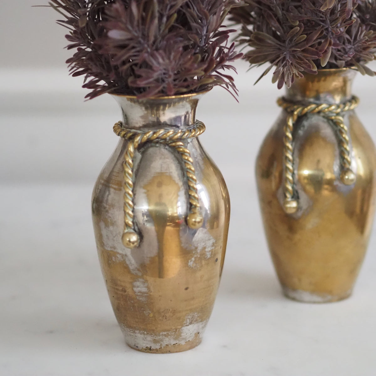 Vasen 2er Set Silber · Kordeldekor, Hollywood Regency