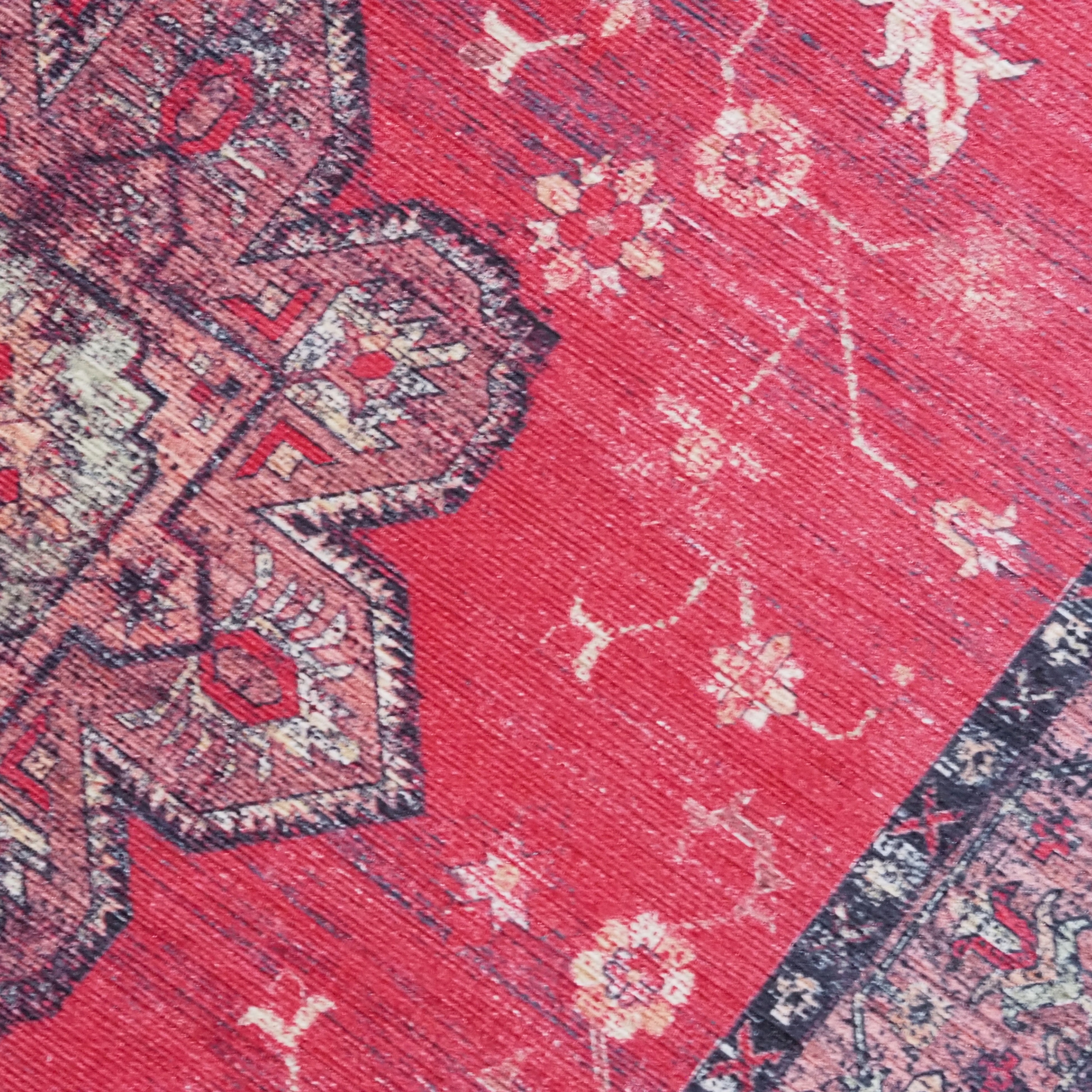 Teppich Rot 50 × 80 cm · Orientalisches Medaillonmuster im Vintage-Used-Look