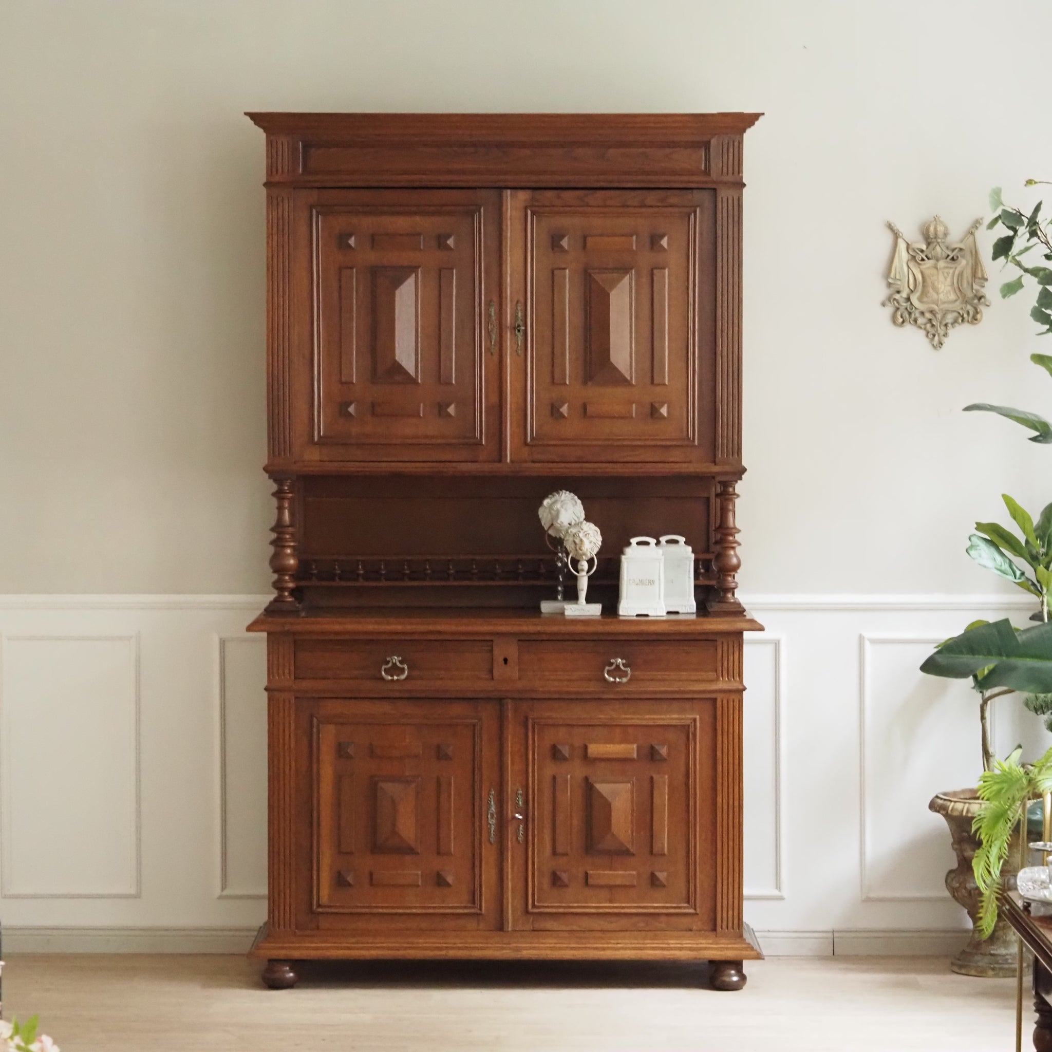 Antikes französisches Gründerzeit Buffet - Vintage Buffetschrank Eiche