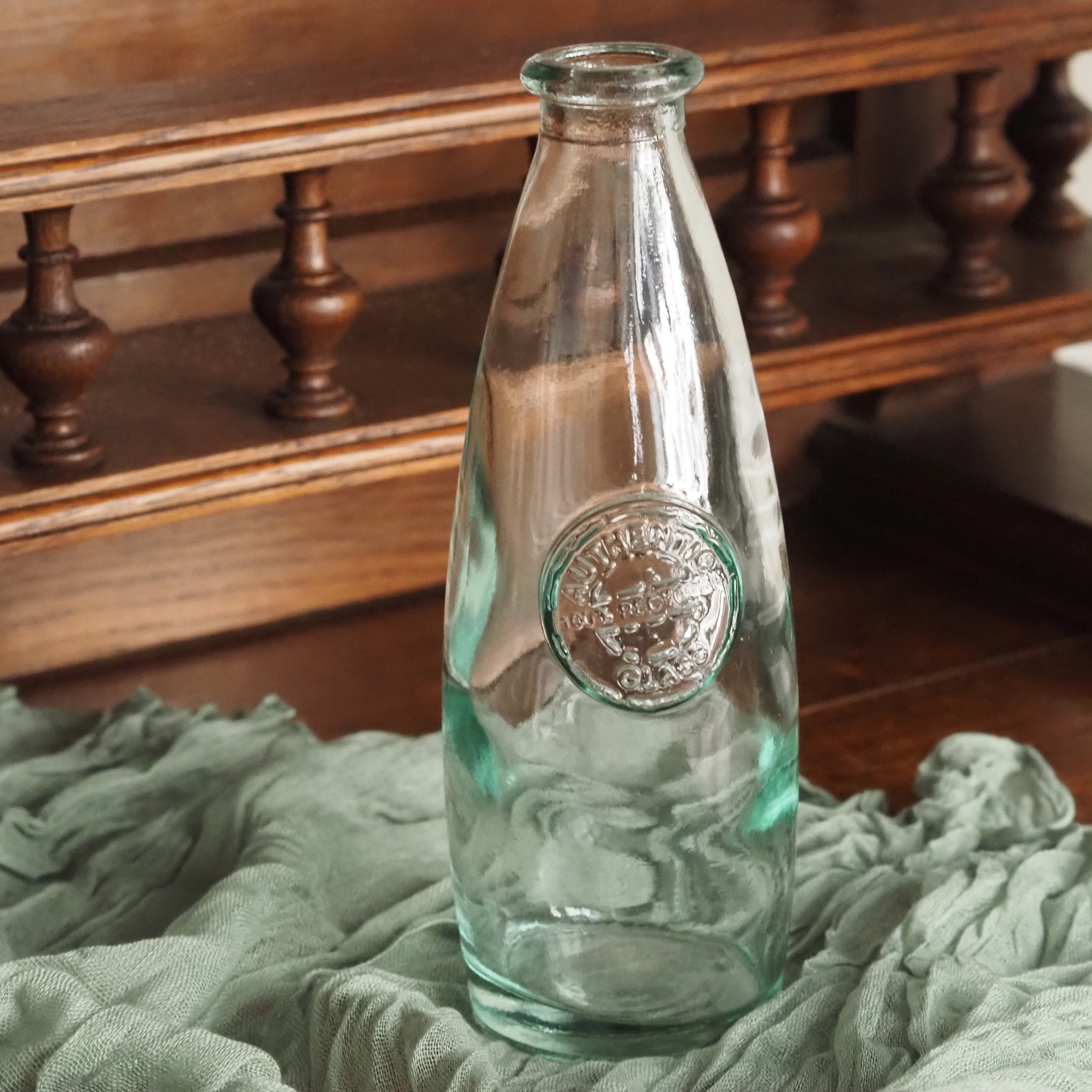 Dekoglasflasche · Landhausstil · grünliches Naturglas