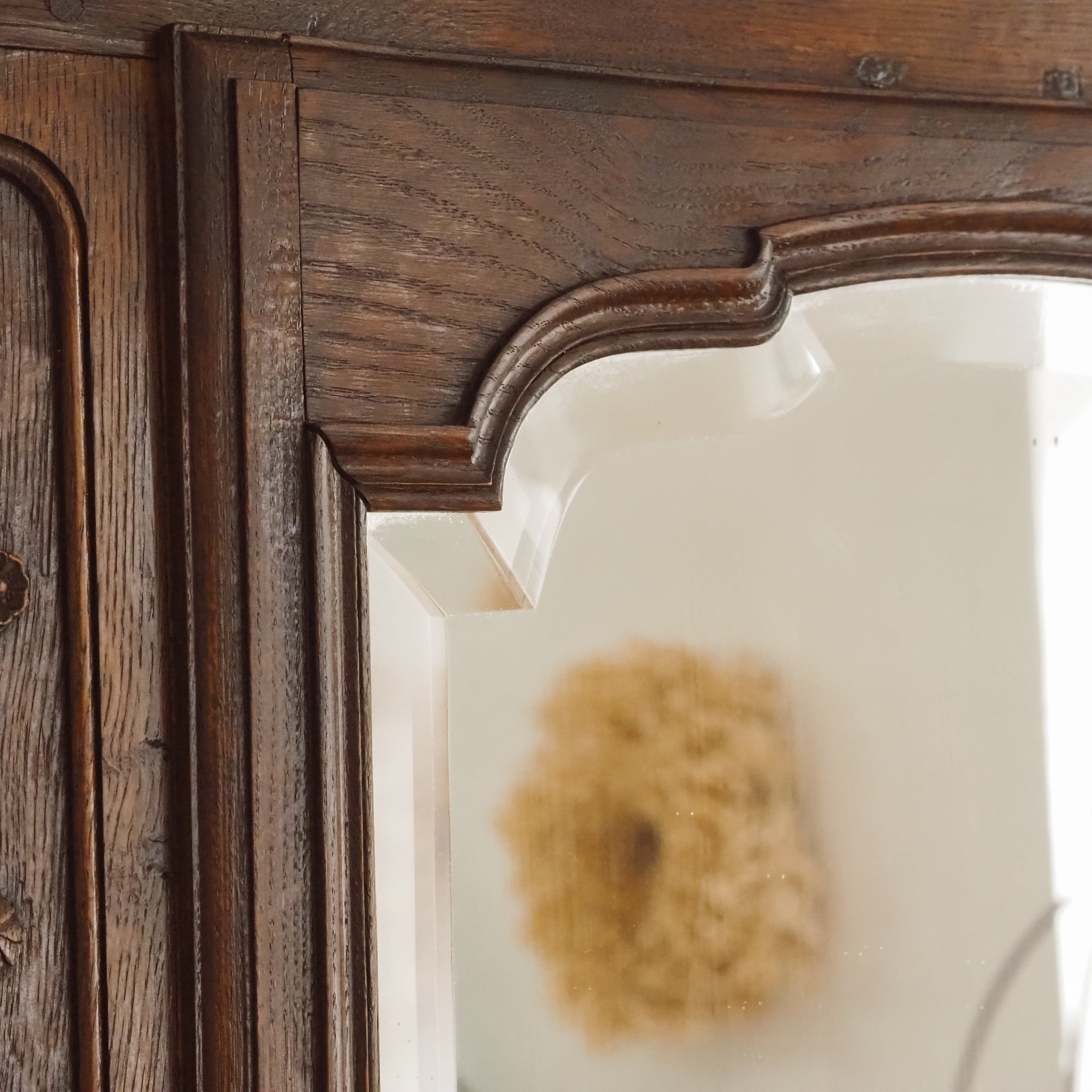 Antike Garderobenbank aus Eiche mit Spiegel um 1900 - Gründerzeit Flurgarderobe