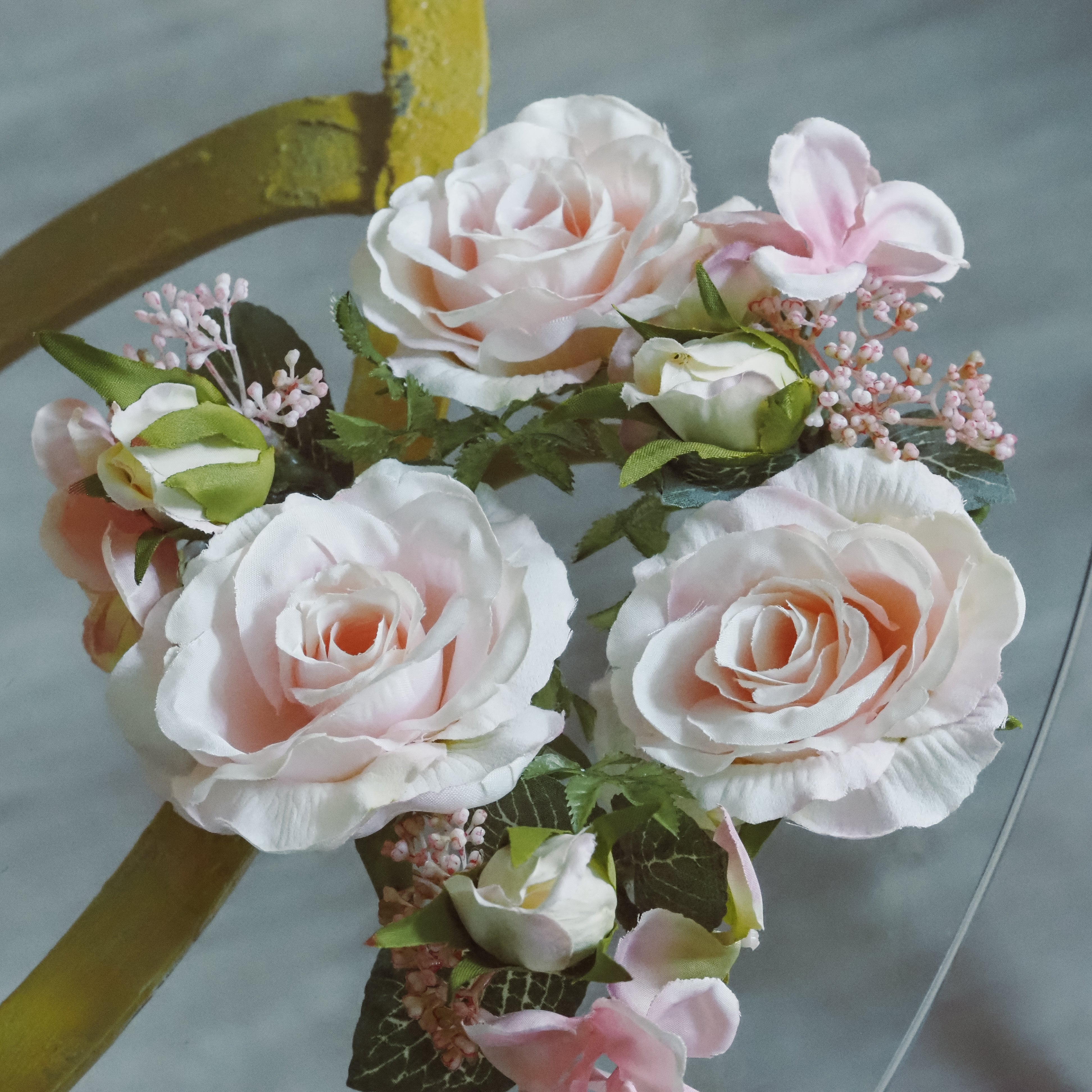 Kerzenring Rosen Hortensie · Weiß oder Rosa · 8/20 cm