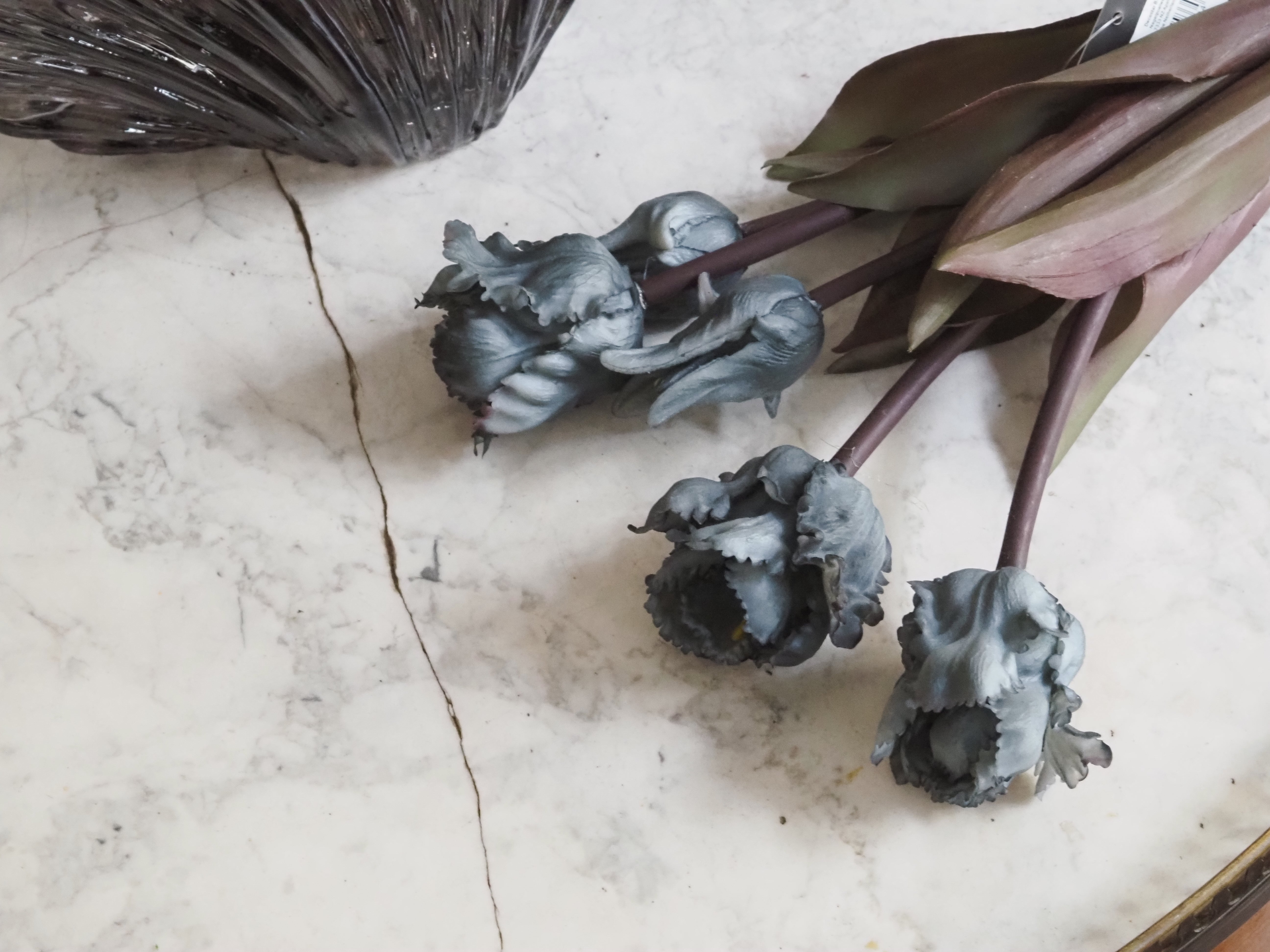 Tulpenbündel · Papageientulpe in Grau, Kunstblumen Tulpe