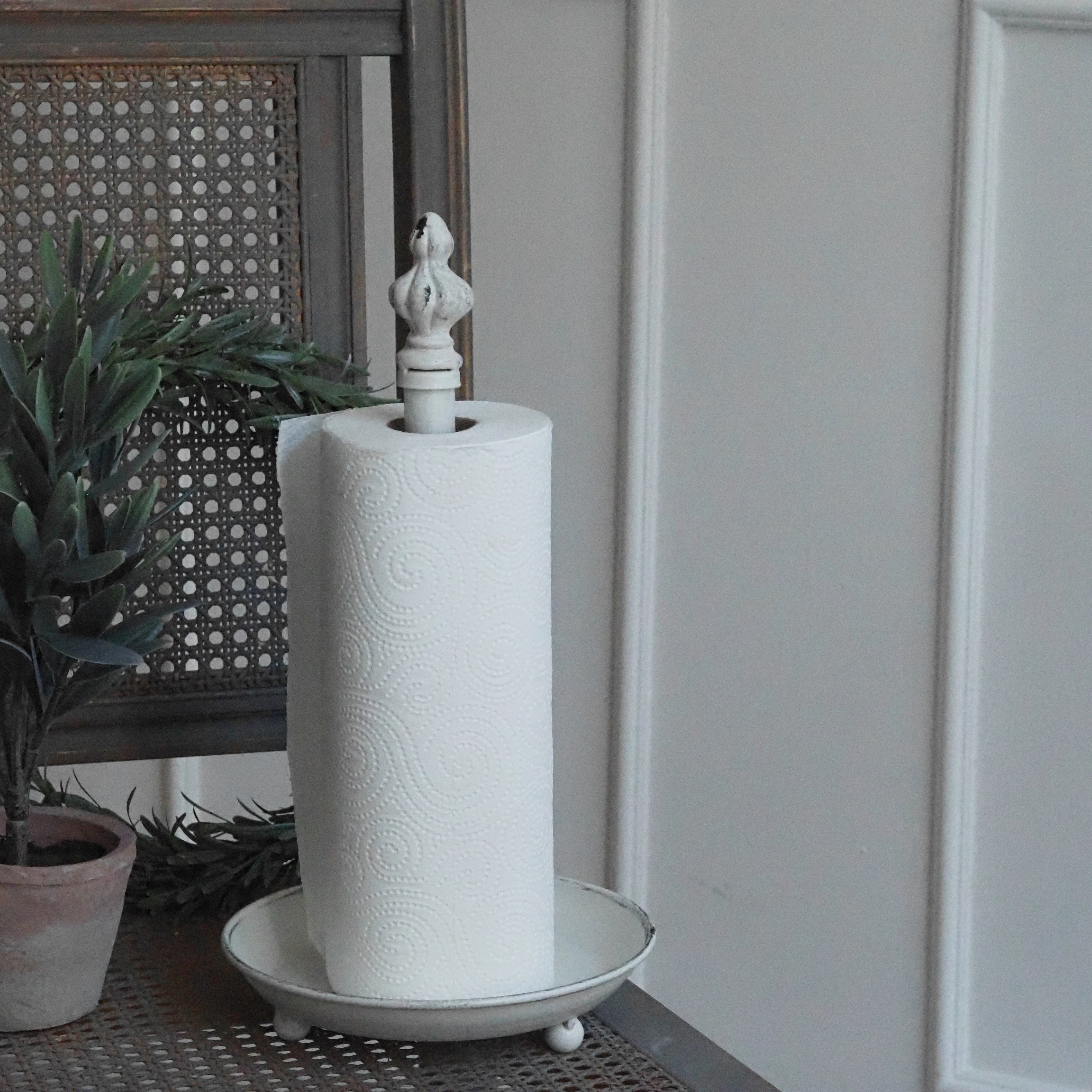 Küchenrollenhalter Weiß · Gusseisen im Landhausstil