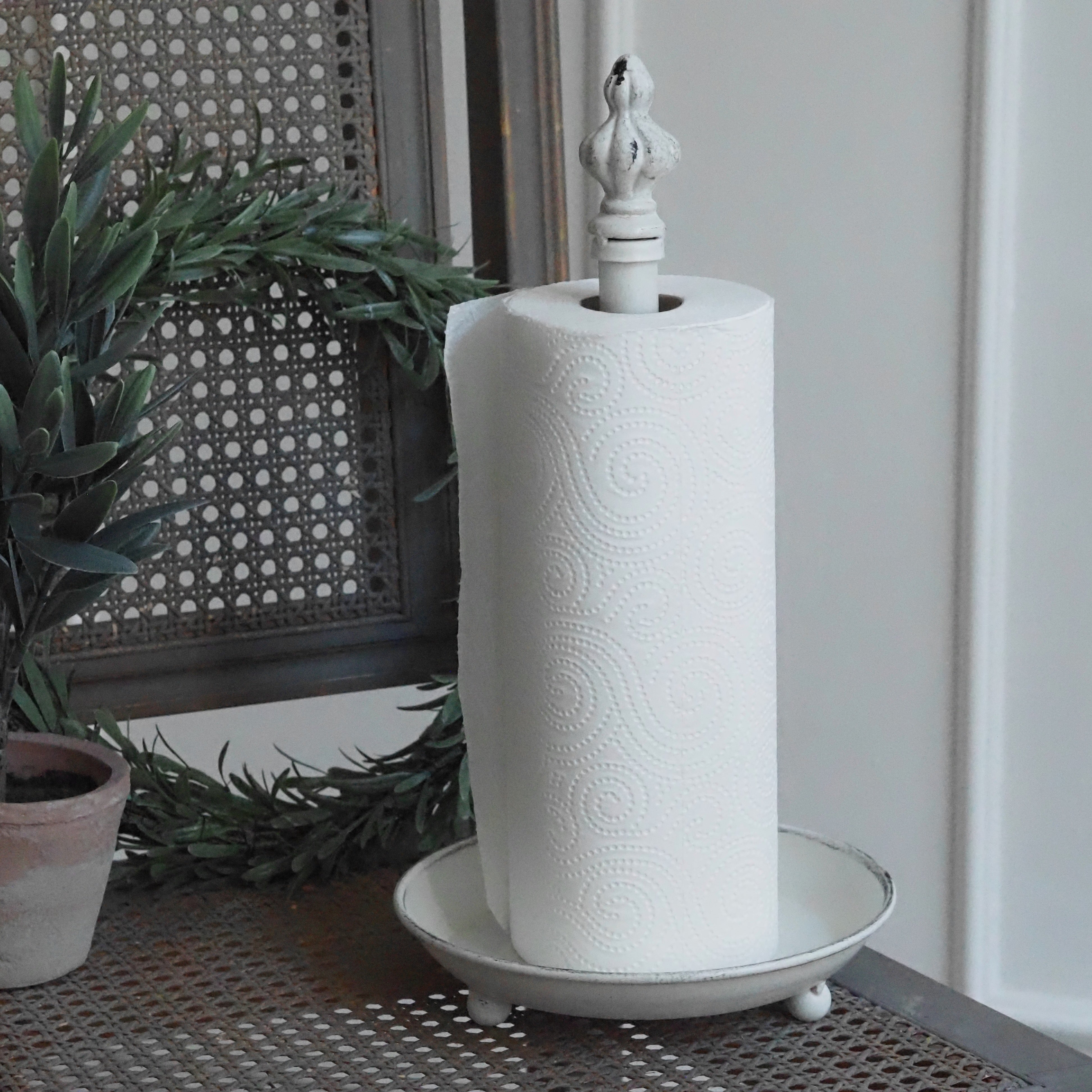 Küchenrollenhalter Weiß · Gusseisen im Landhausstil