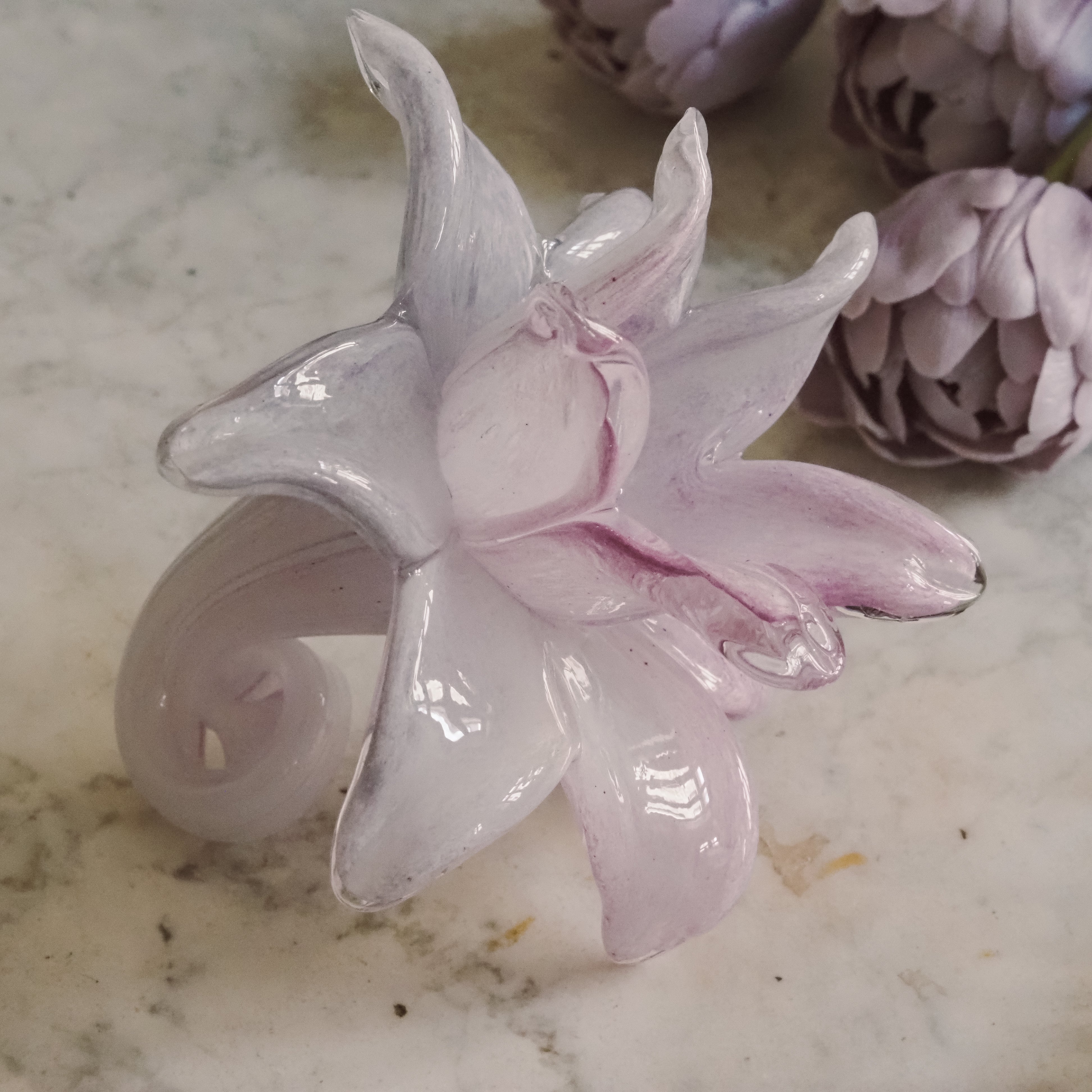 Glasblüte Lila · Organische Moderne · Dekoratives Objekt, Glasblume violett